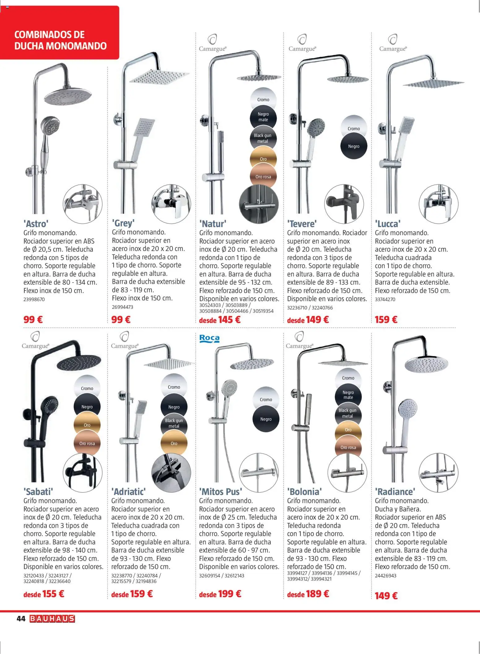 Bauhaus folleto Renueva │ válido desde el 02.03.2026 | Página: 44 | Productos: Barra de ducha, Ducha