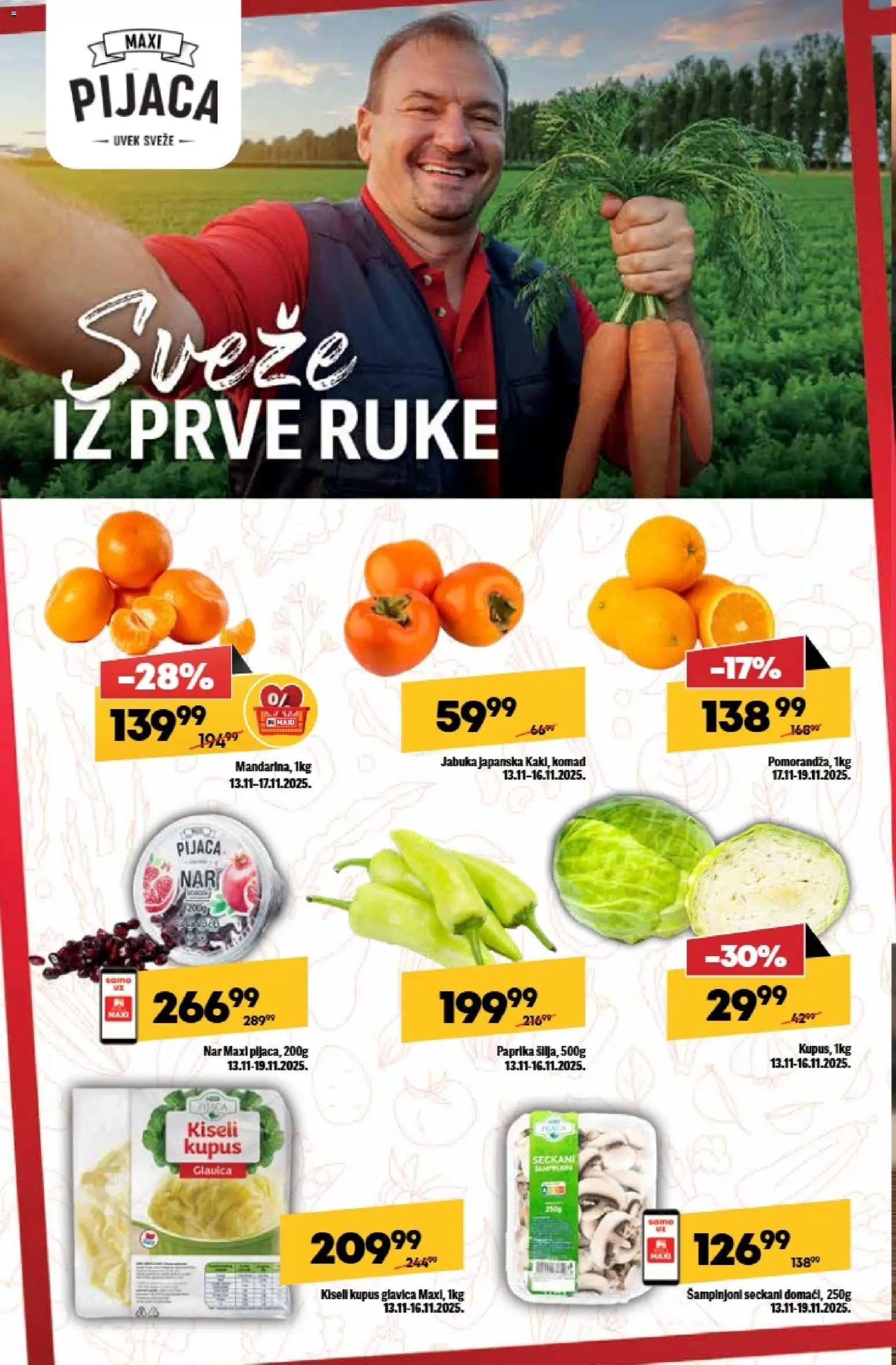 Maxi katalog - važi od 13.11.2025 | Strana: 12 | Proizvode: Kiseli kupus, Paprika, Kupus, Šampinjoni