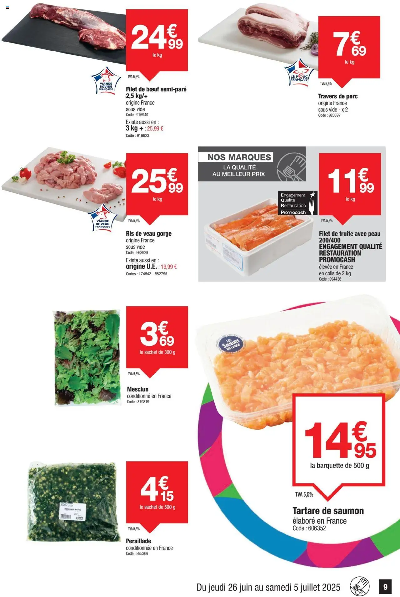  | Page: 9 | Produits: Ris de veau, Ribs, Porc, Saumon