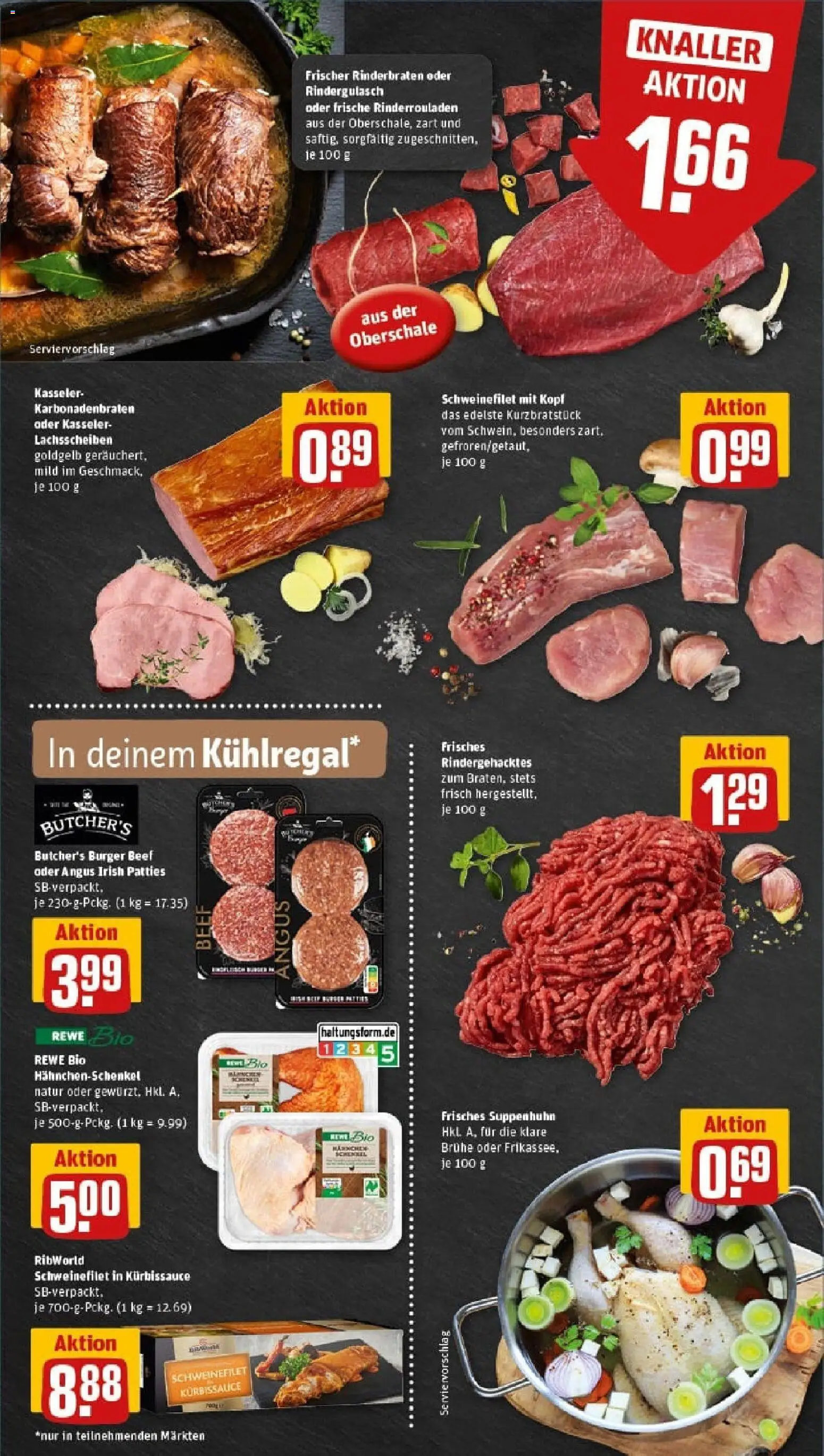 Rewe prospekt Beckum	 – gültig ab 26.10.2025 | Seite: 8 | Produkte: Rinderbraten, Rindergulasch, Hahnchenschenkel, Burger