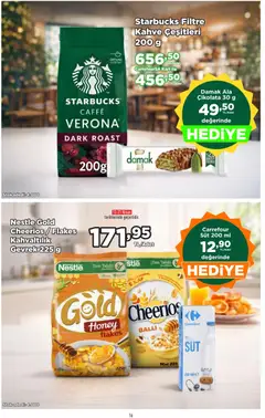 09.04.2026 tarihinden itibaren geçerli olan CarrefourSA kataloğu önizlemesi | Sayfa: 17 | Ürünler: Gevrek, Süt, Kahve, Çikolata