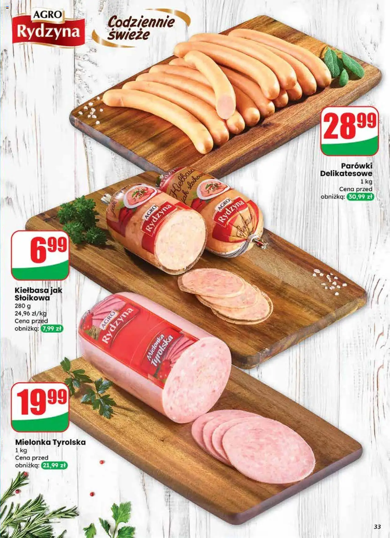 Dino Gazetka od 24.09.2025 | Strona: 33 | Produkty: Kiełbasa, Mielonka tyrolska, Parówki