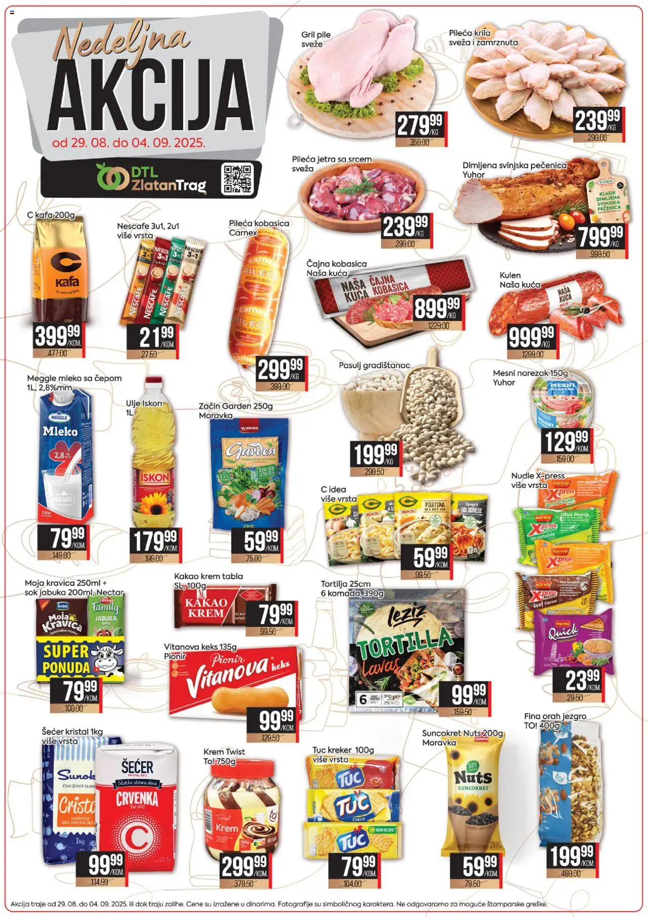 Zlatan Trag katalog - važi od 29.08.2025 | Strana: 1 | Proizvode: Orah, Pile, Kobasica, Pečenica