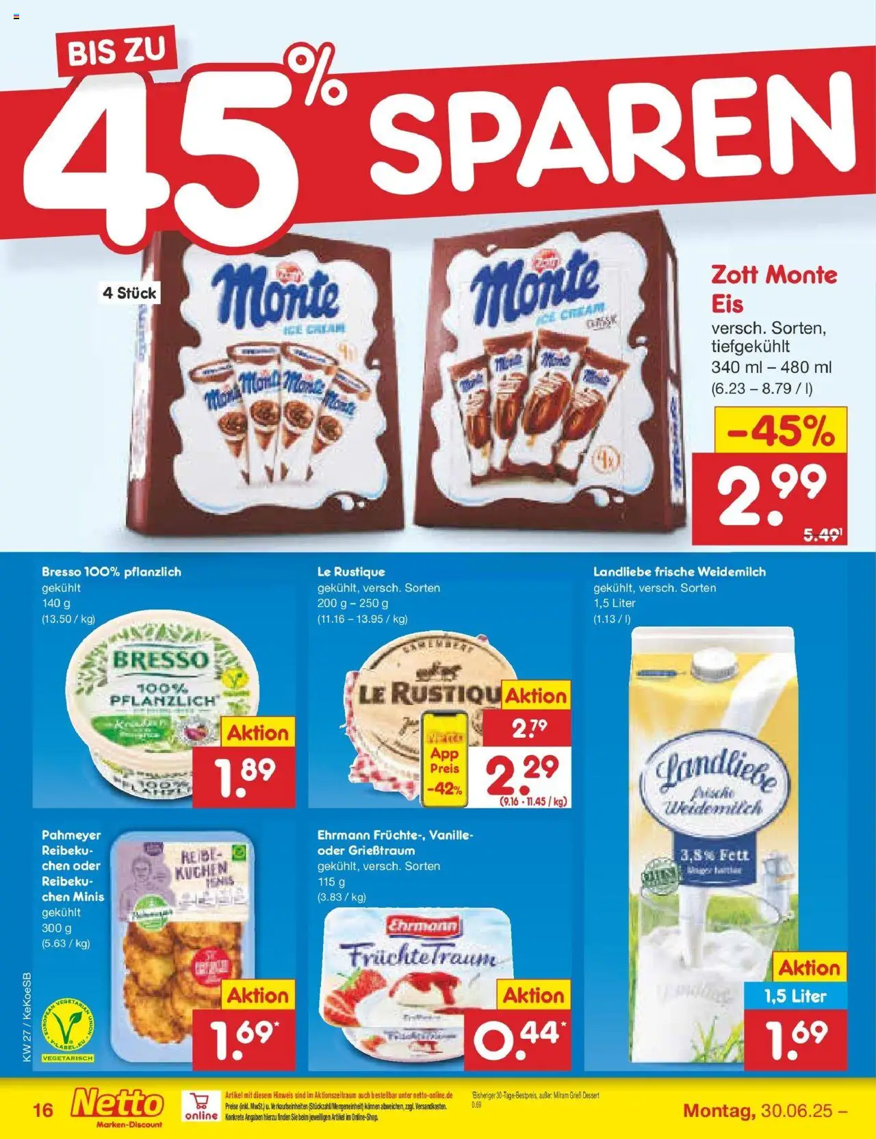 Netto Marken-Discount prospekt Köln	 - gültig ab dem 29.06.2025 | Seite: 18 | Produkte: Bresso, Kuchen, Eis