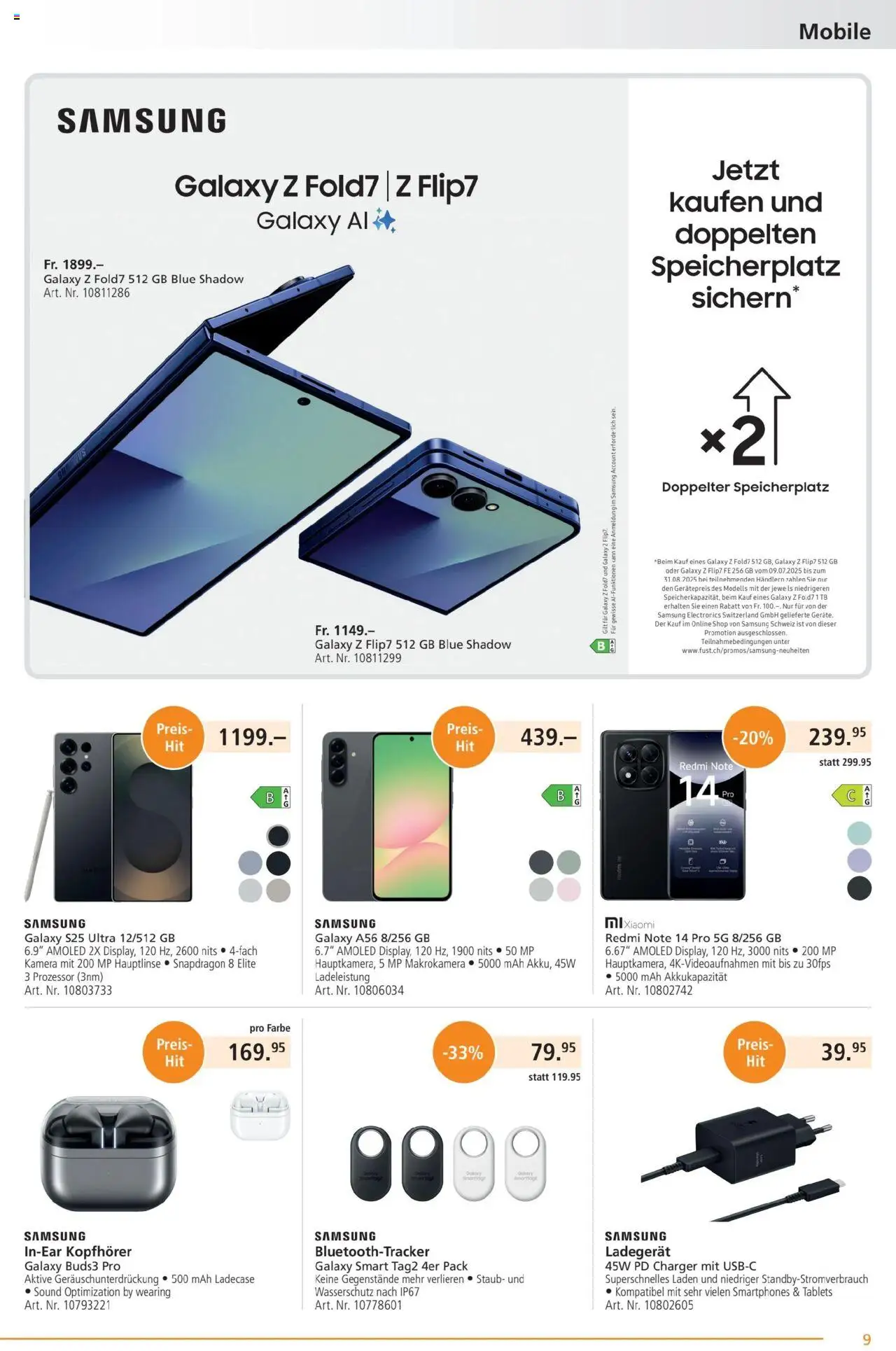 Fust Aktionen ab 28.07.2025 | Seite: 9 | Produkte: Kopfhörer, Kamera, Ladegerät, Samsung