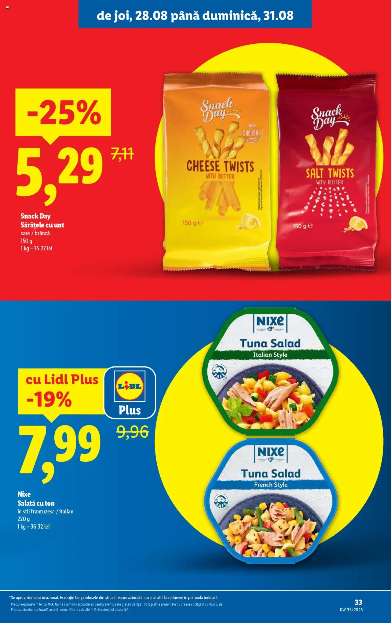 Catalog Lidl – valabil de la 25.08.2025 | Pagină: 47 | Produse: Delgeç, Unt, Salată, Sare