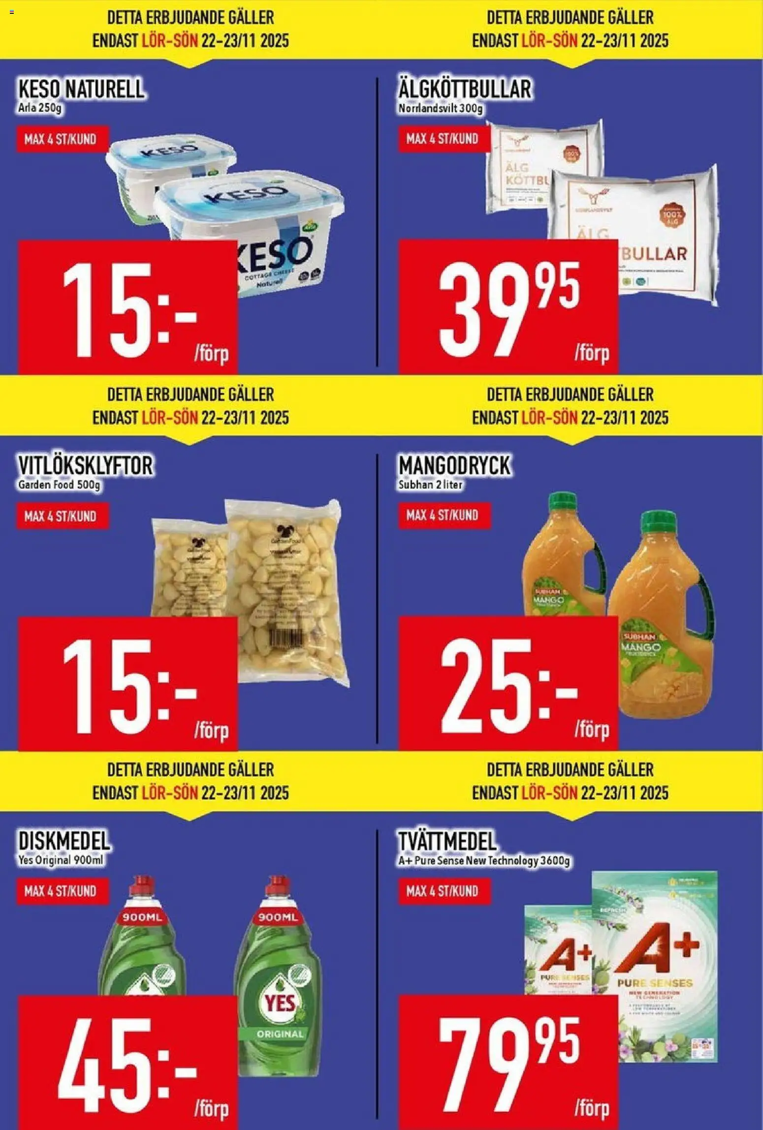 Matdax reklamblad aktuell från 17.11.2025 | Sida: 5 | Produkter: Tvättmedel, Diskmedel, Galler, Mango