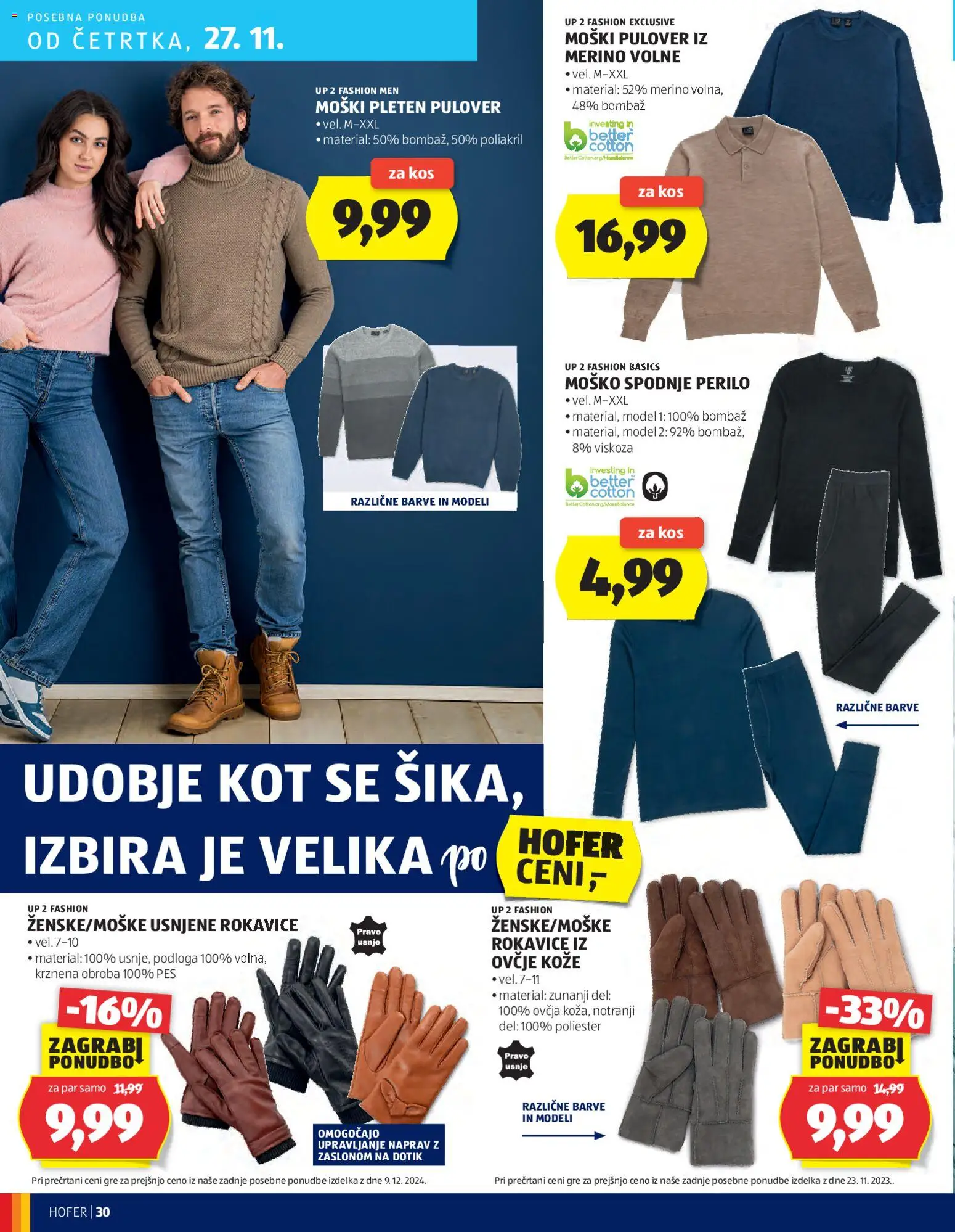 Novi Hofer katalog ponudbe – veljaven od 20.11.2025 | Stran: 30 | Izdelki: Kos, Pulover, Spodnje perilo, Rokavice