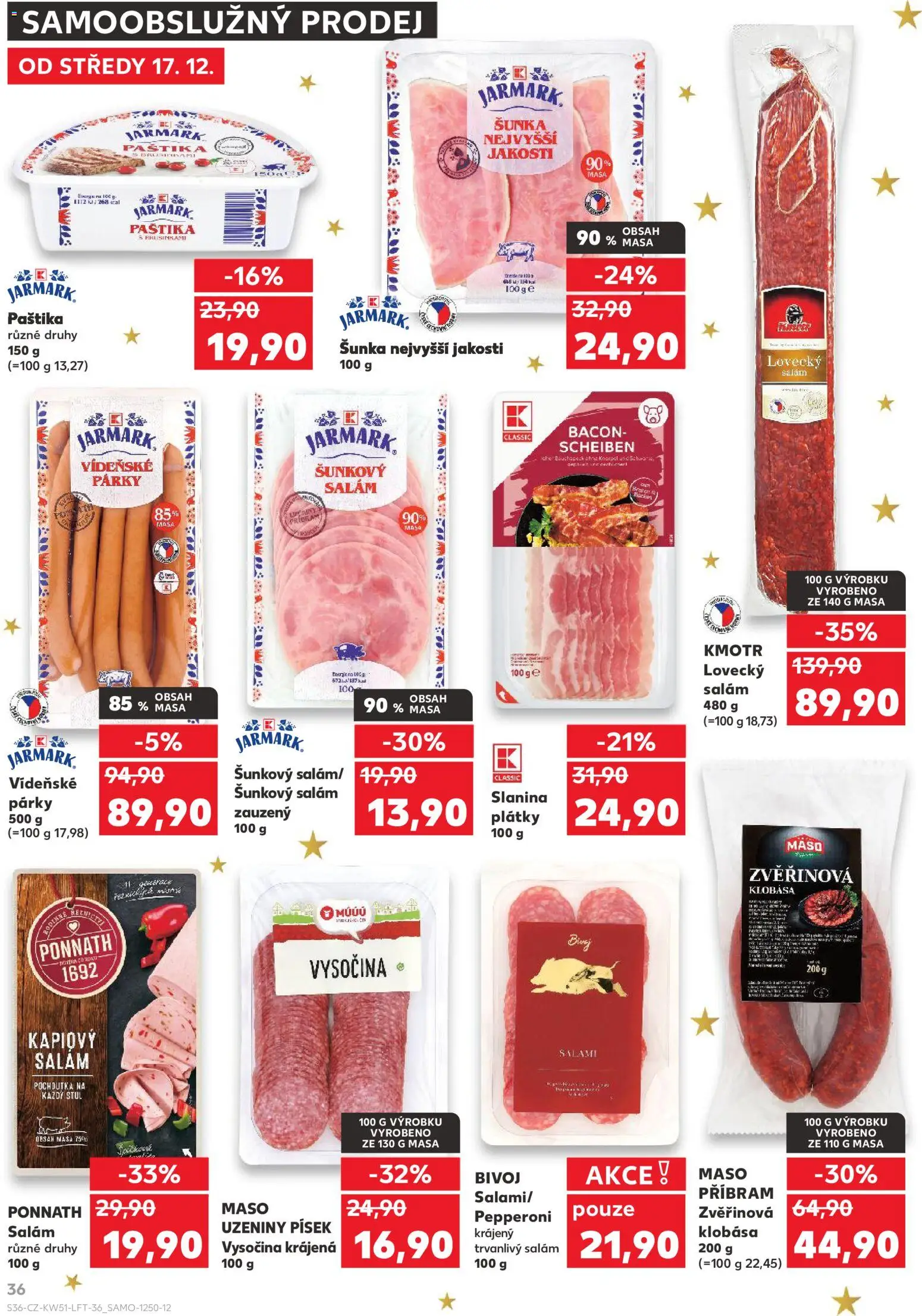 Kaufland leták od 17.12.2025 | Strana: 36 | Produkty: Klobása, Uzeniny, Maso, Paštika