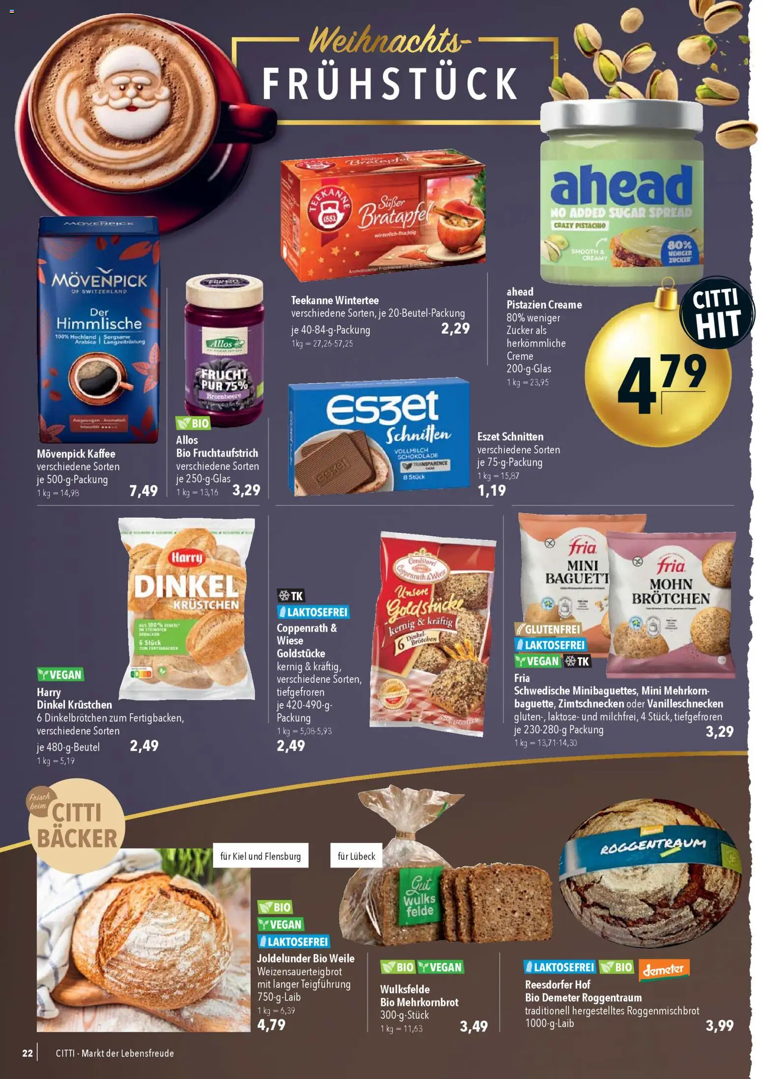 CITTI Markt Prospekt 	 – gültig ab 17.12.2025 | Seite: 22 | Produkte: Schokolade, Pistazien, Zucker, Movenpick kaffee