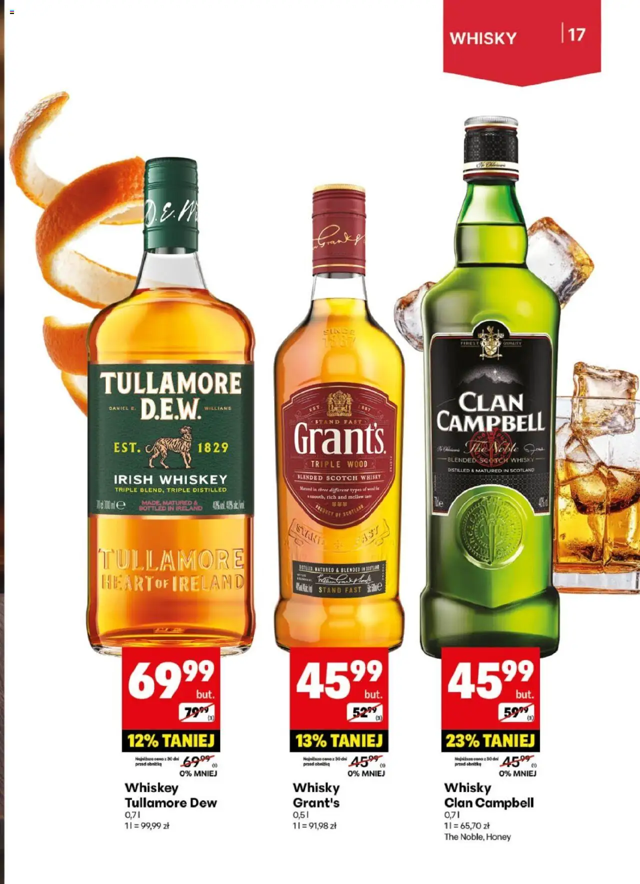Delikatesy Centrum Gazetka alkoholowa od 26.05.2025 | Strona: 17 | Produkty: Grant's, Tullamore Dew, Whisky