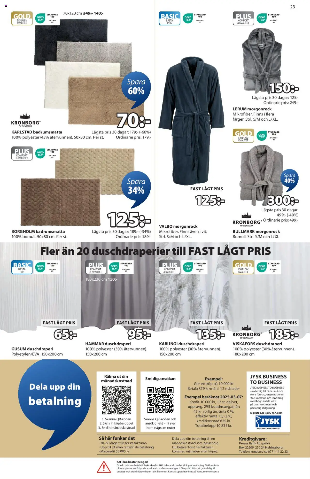 JYSK reklamblad aktuell från 04.08.2025 | Sida: 23 | Produkter: Badrumsmatta, Bänk, Duschdraperi, Telefon