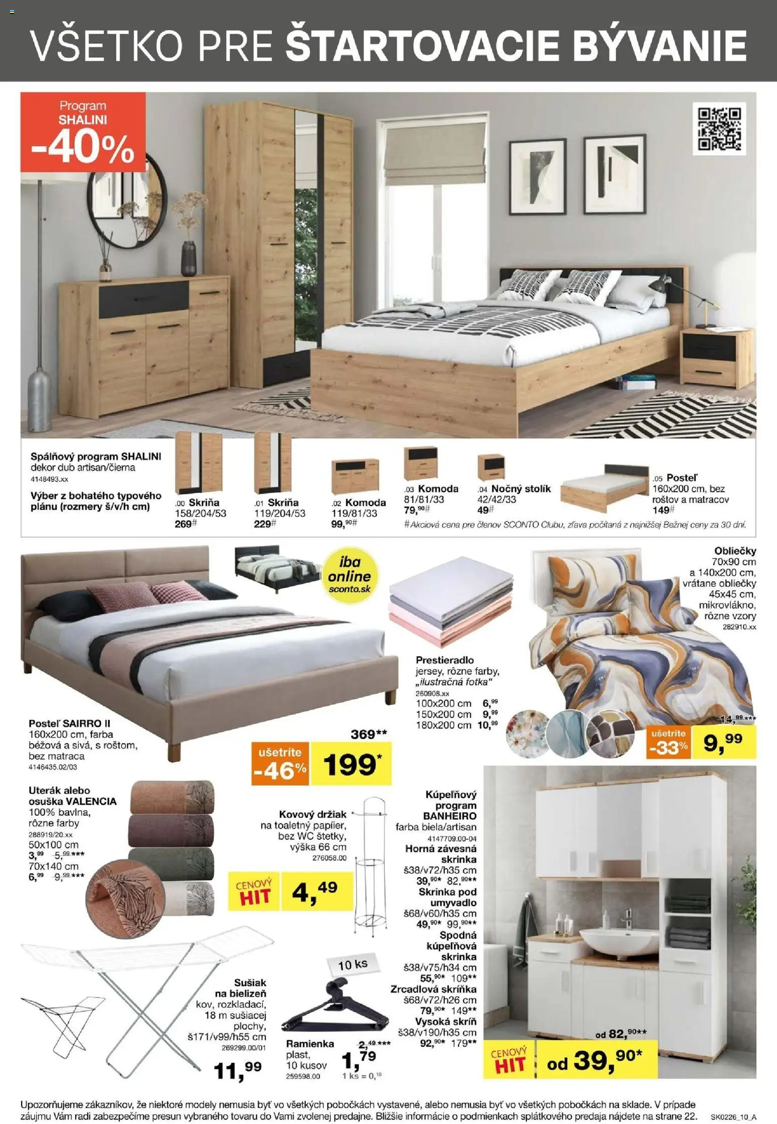 Nové Sconto nábytok akcie – leták je platný od 21.01.2026 | Strana: 10 | Produkty: Posteľ, Obliečky, Skriňa, Skrinka pod umývadlo