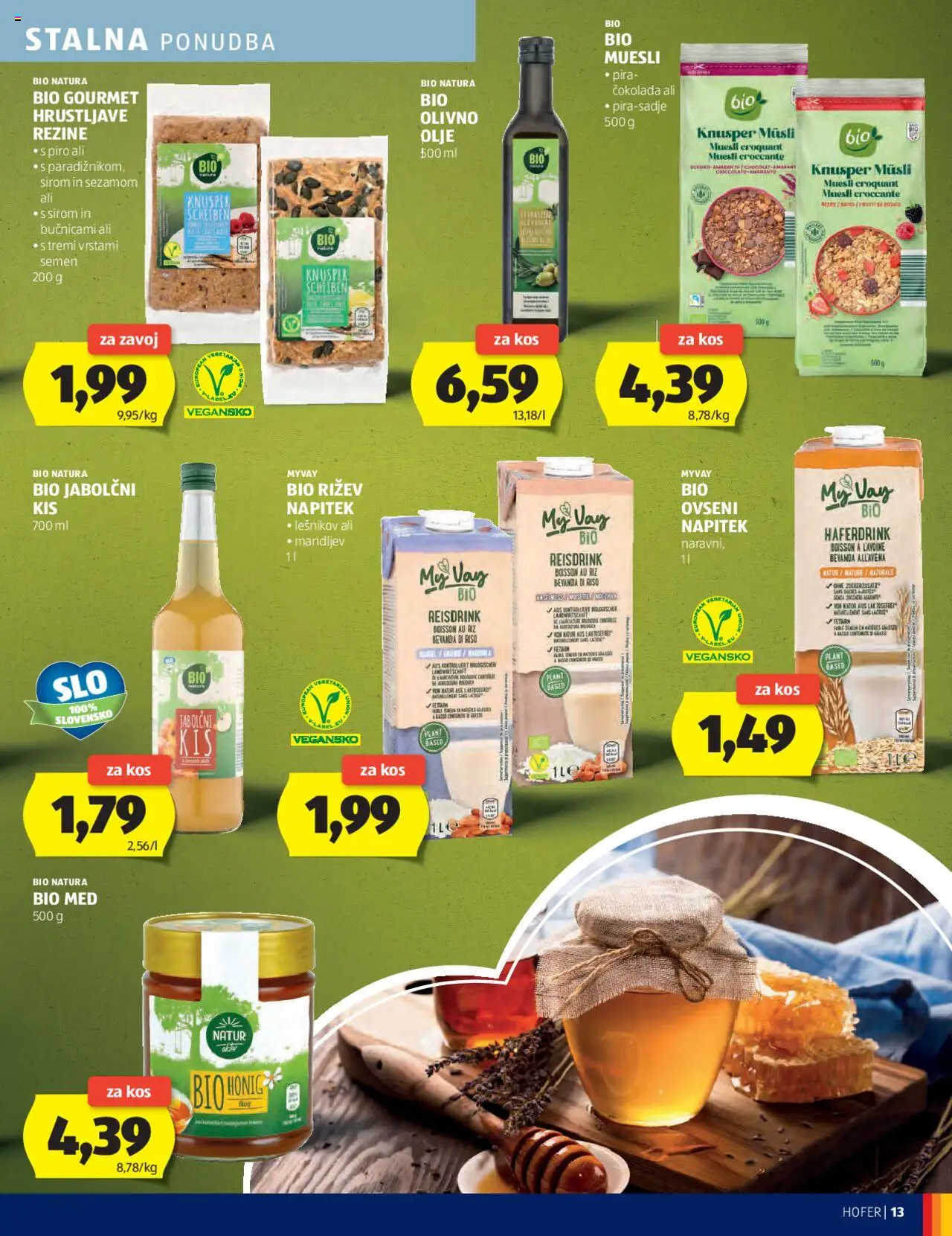 Novi Hofer katalog ponudbe – veljaven od 02.10.2025 | Stran: 13 | Izdelki: Muesli, Kis, Olje, Cokolada