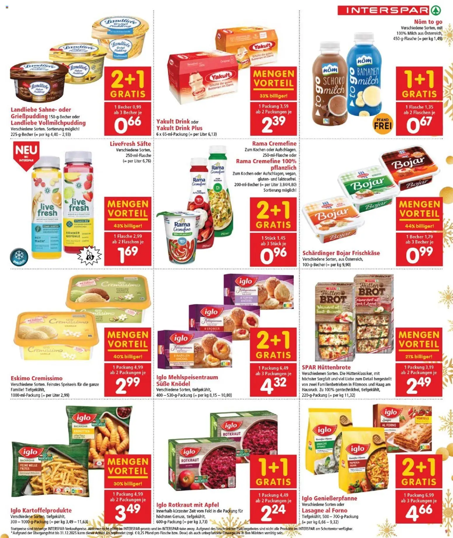 Interspar Flugblatt - Burgenland gültig ab 18.12.2025 | Seite: 9 | Produkte: Sahne, Milch, Äpfel, Bananen