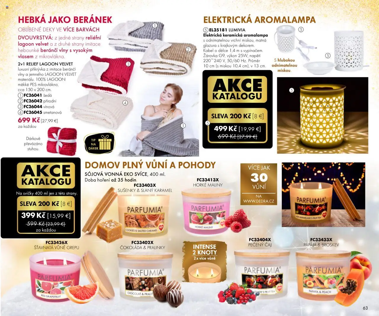 Nové Dedra akcie – leták je platný od 19.09.2025 | Strana: 63 | Produkty: Čaj, Čokoláda, Deky, Grapefruit