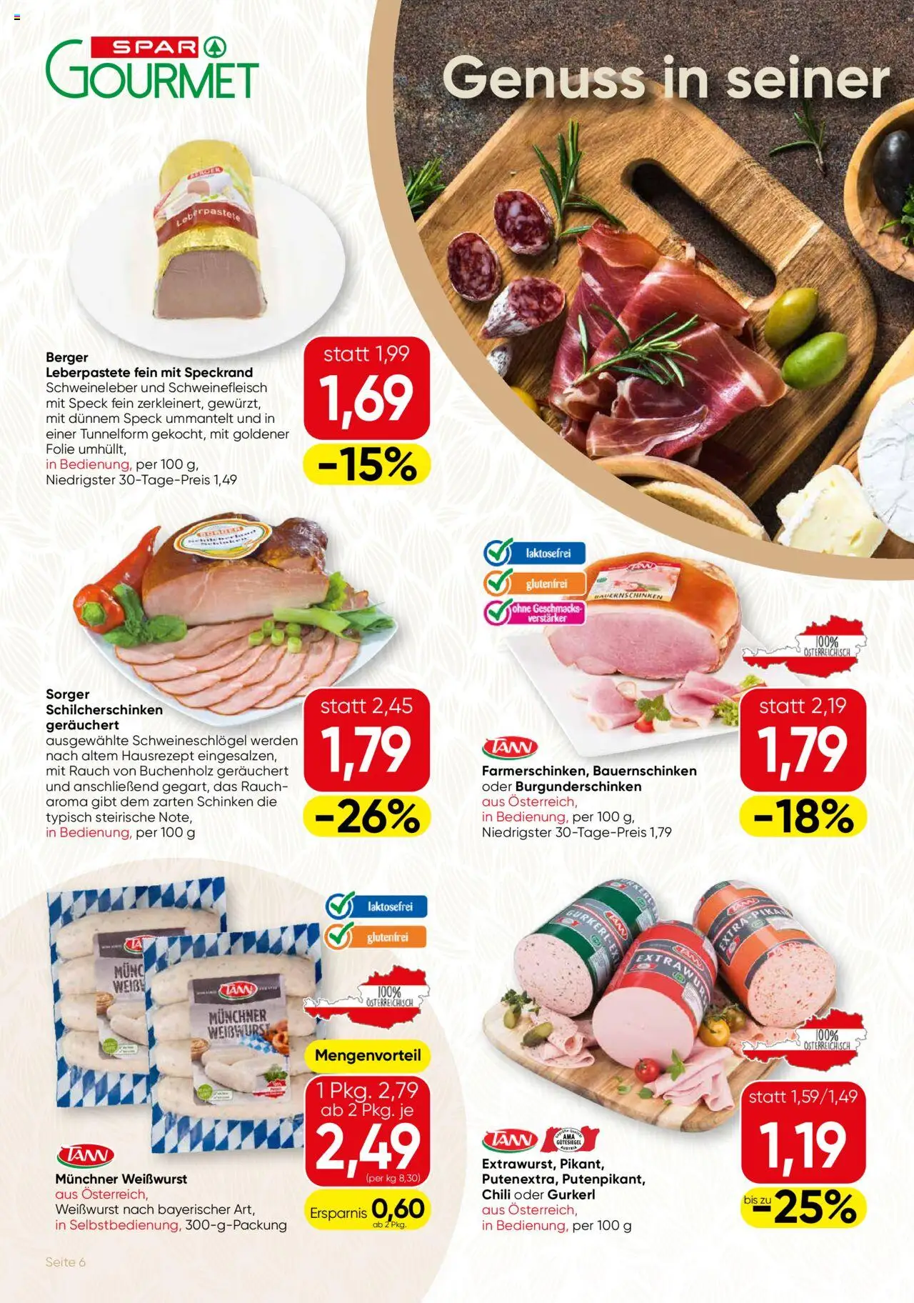 SPAR Gourmet Flugblatt Wien gültig ab 11.09.2025 | Seite: 6 | Produkte: Chili, Schinken, Schweinefleisch