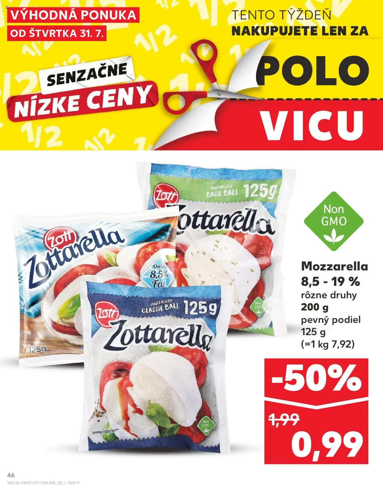 Kaufland Tvrdošín │ platný od 31.07.2025 | Strana: 46 | Produkty: Mozzarella