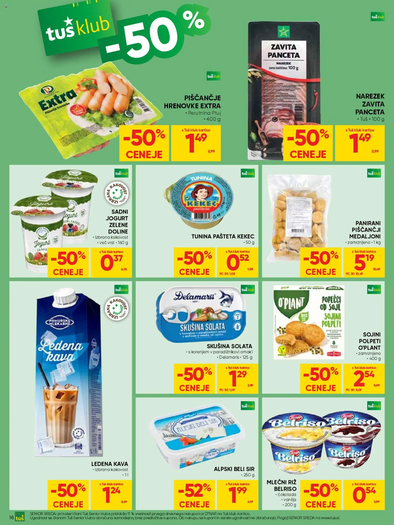 Novi Tuš katalog ponudbe – veljaven od 30.03.2026 | Stran: 16 | Izdelki: Panceta, Pašteta, Jogurt, Cokolada