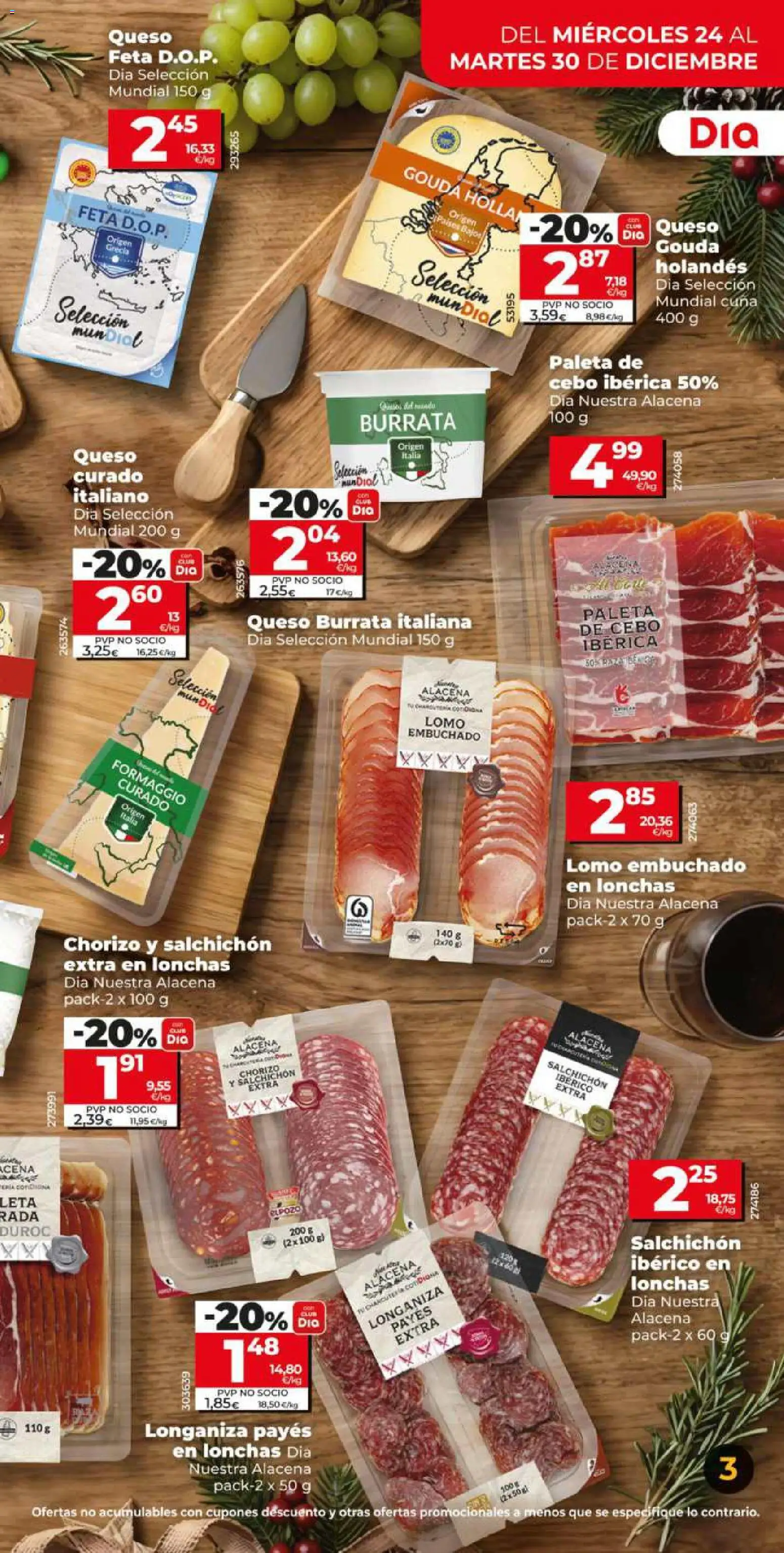 Dia - folleto Market │ válido desde el 24.12.2025 | Página: 3 | Productos: Queso, Longaniza, Queso Gouda, Cuna