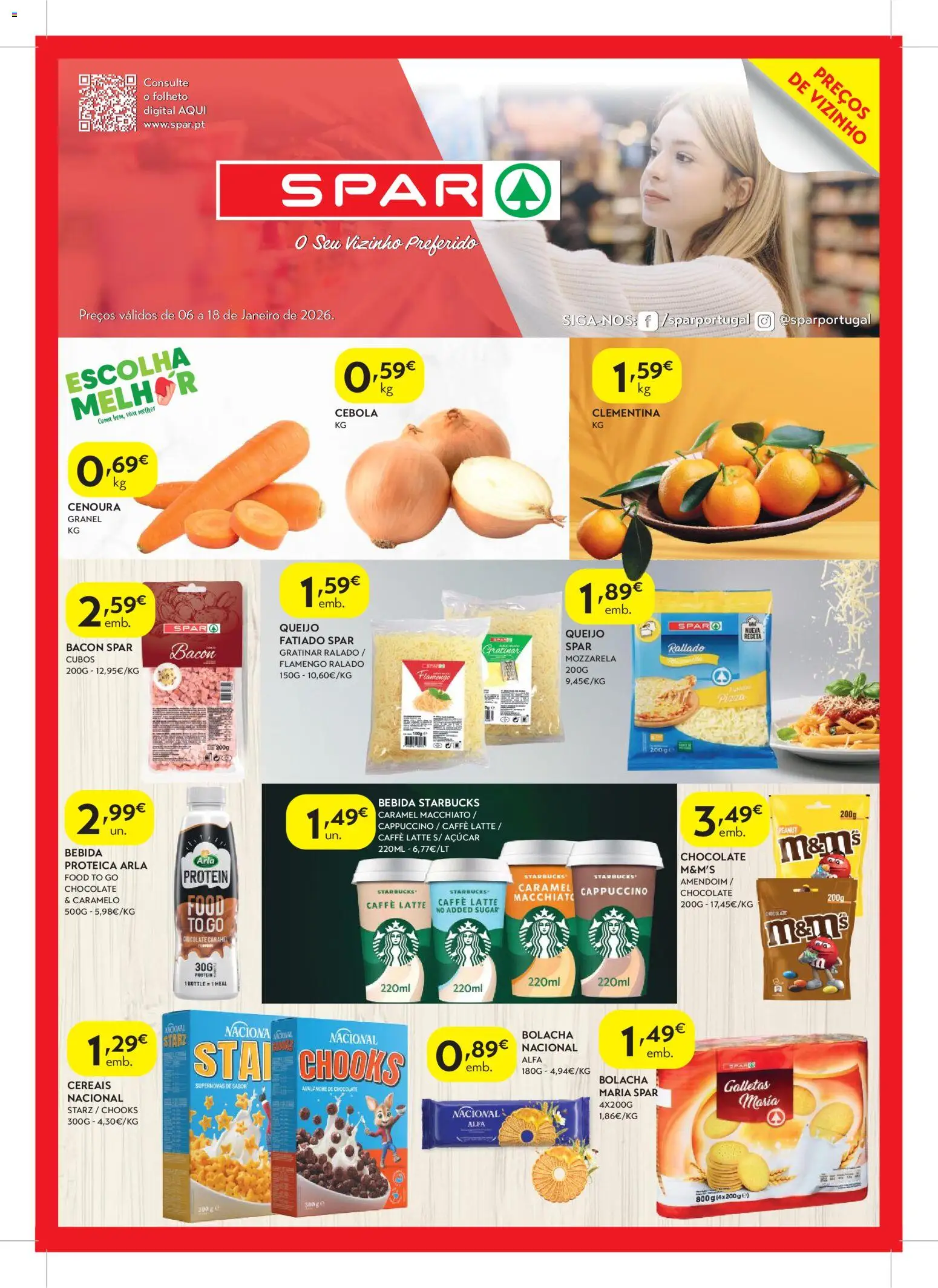 Spar - folheto │ válido de 06.01.2026 | Página: 1 | Produtos: Bacon, Chocolate, Cereais, Cenoura