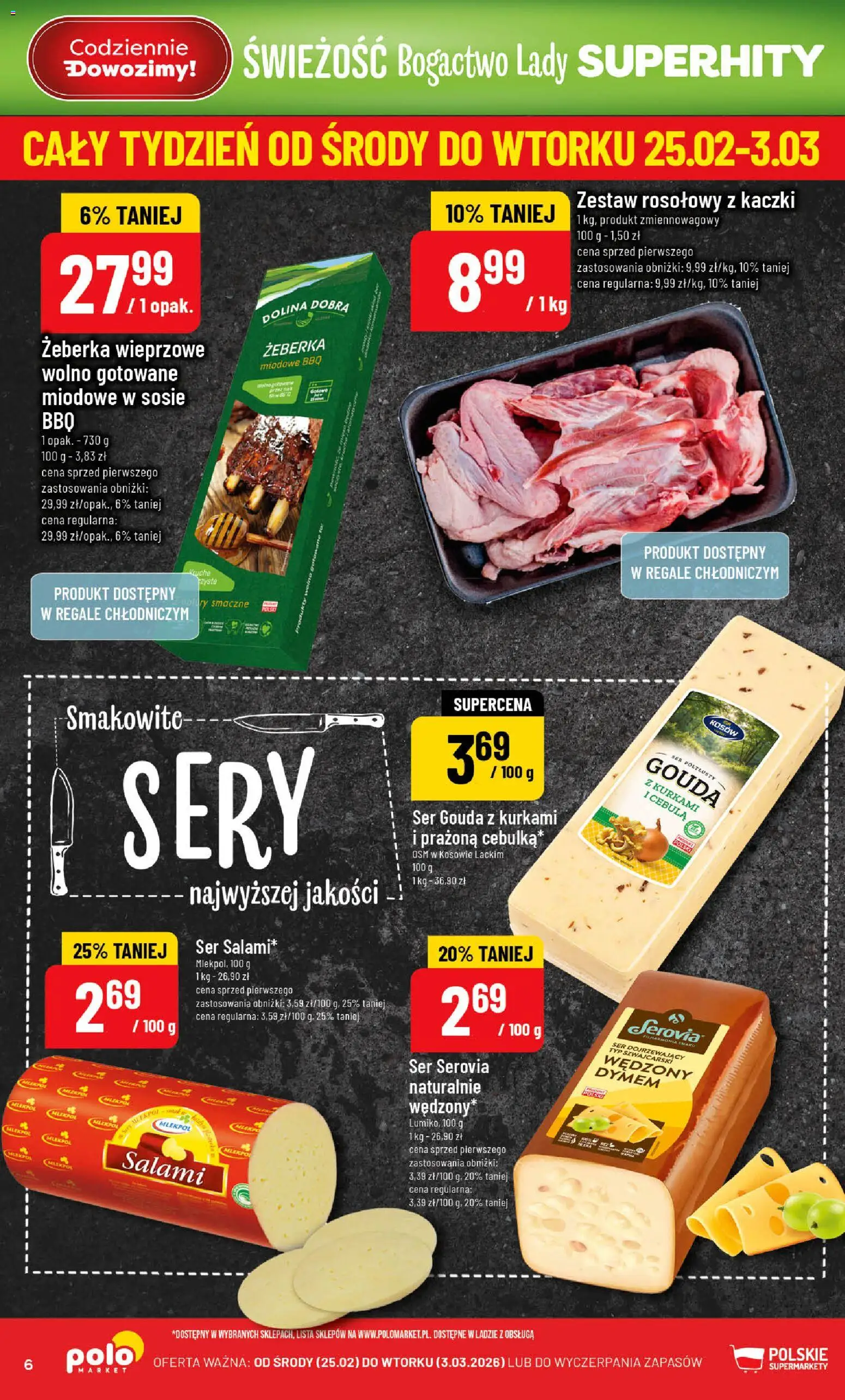 POLOmarket Gazetka od 25.02.2026 | Strona: 6 | Produkty: Ser dojrzewający, Sery, Salami, Ser gouda