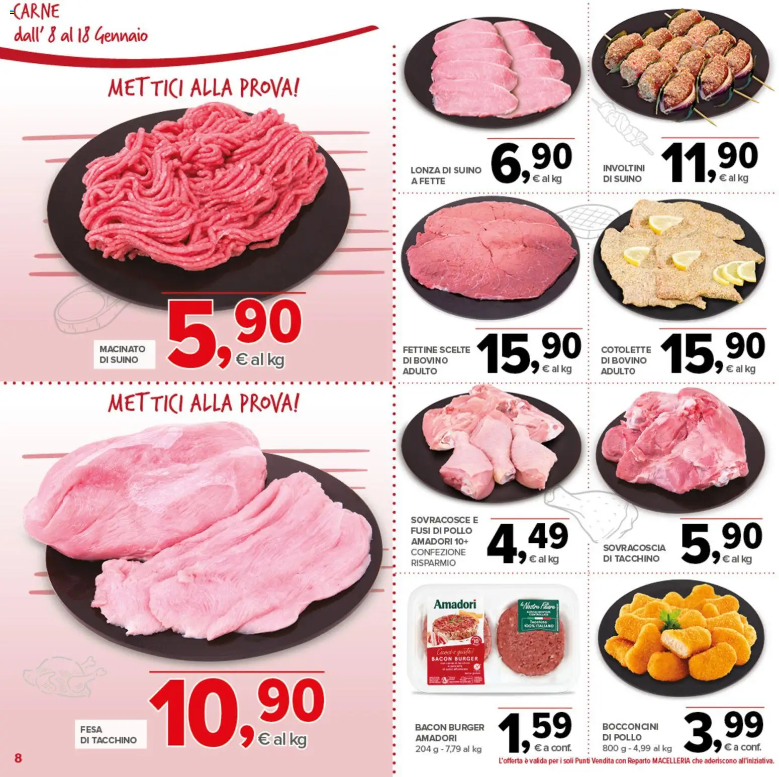 Volantino Todis del 08.01.2026 | Pagina: 8 | Prodotti: Pollo, Suino, Tacchino, Macinato