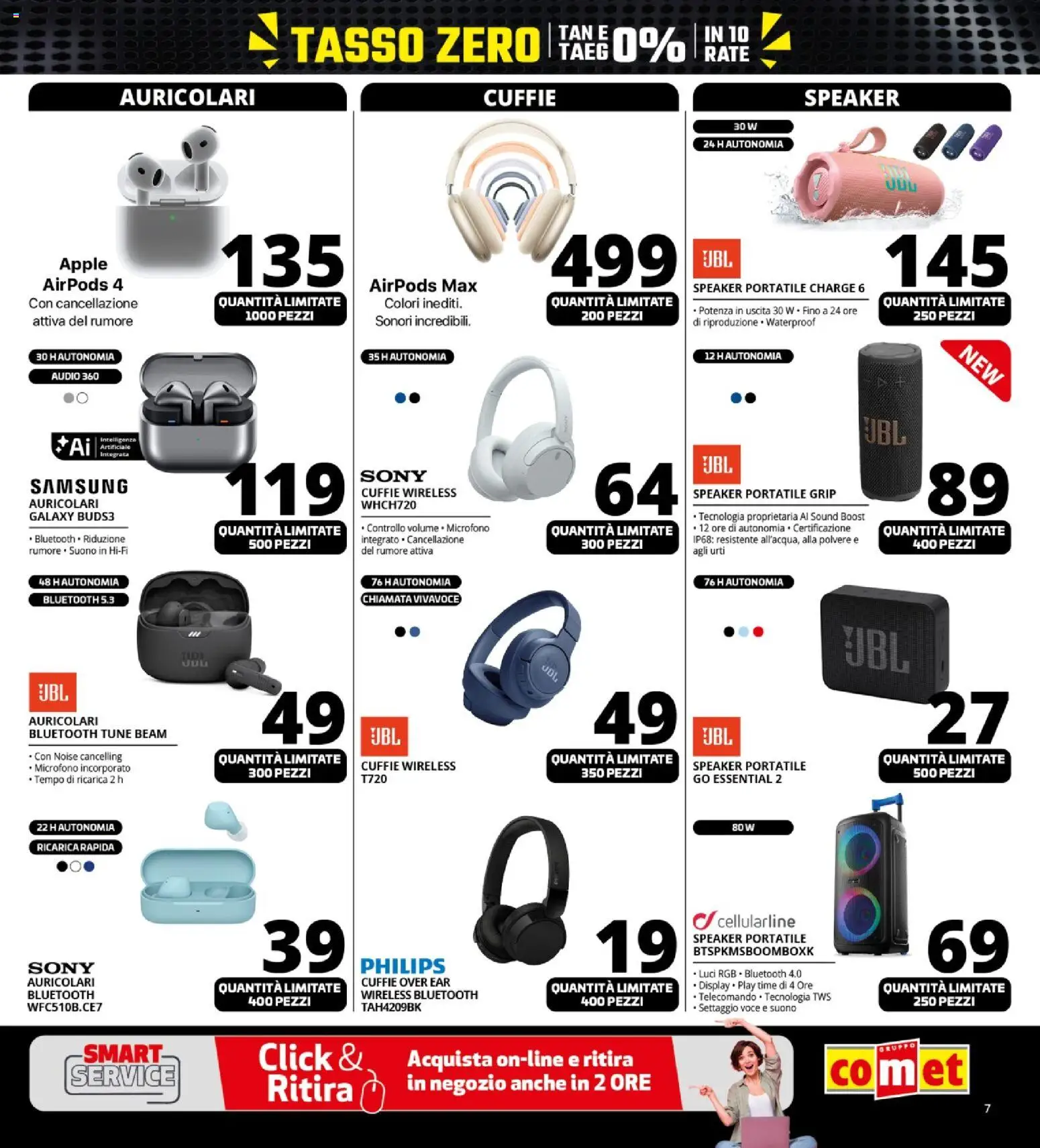 Volantino Comet del 26.11.2025 | Pagina: 7 | Prodotti: Cuffie, Microfono, Airpods, Samsung