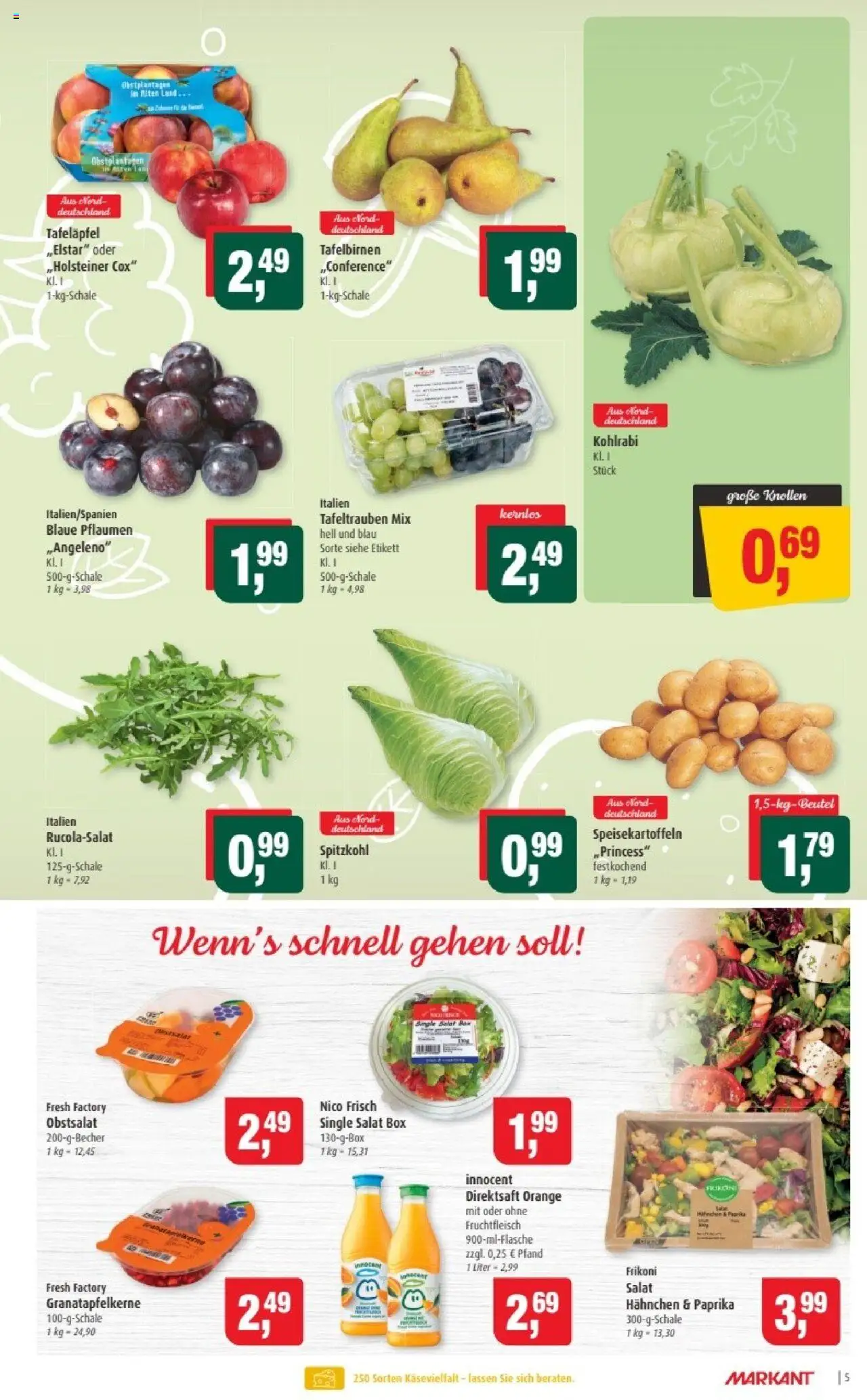 Markant Prospekt 	 – gültig ab 13.10.2025 | Seite: 5 | Produkte: Pflaumen, Box, Kohlrabi, Salat