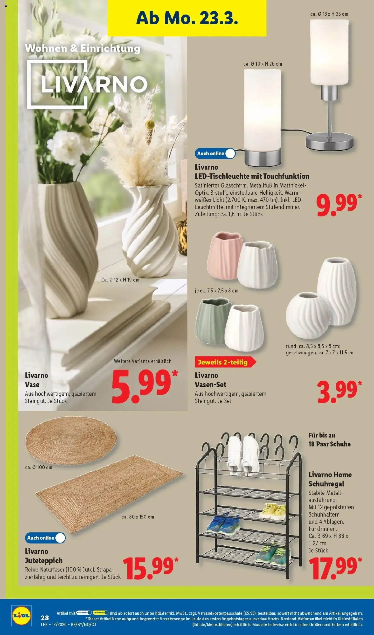 Lidl Prospekt Hamburg – gültig ab 23.03.2026 | Seite: 44 | Produkte: Vase, Schuhregal