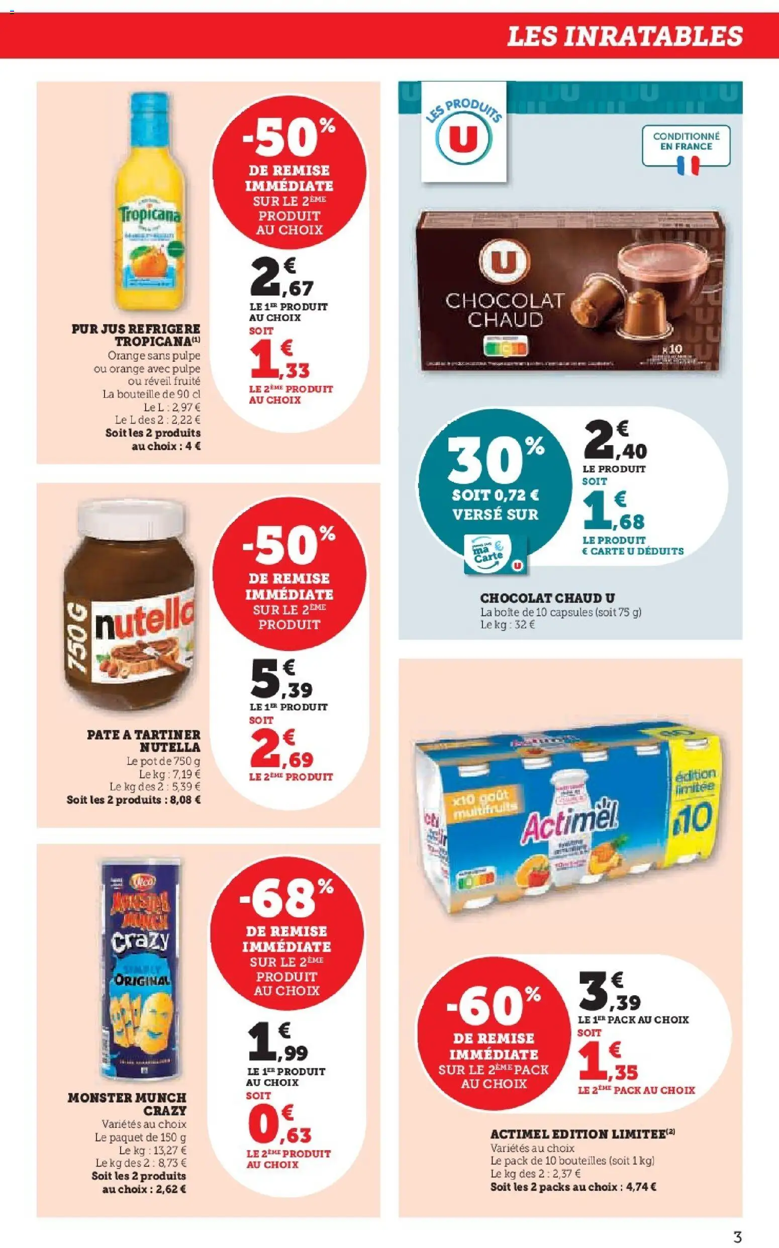 {H1} | Page: 3 | Produits: Réveil, Orange, Actimel, Chocolat