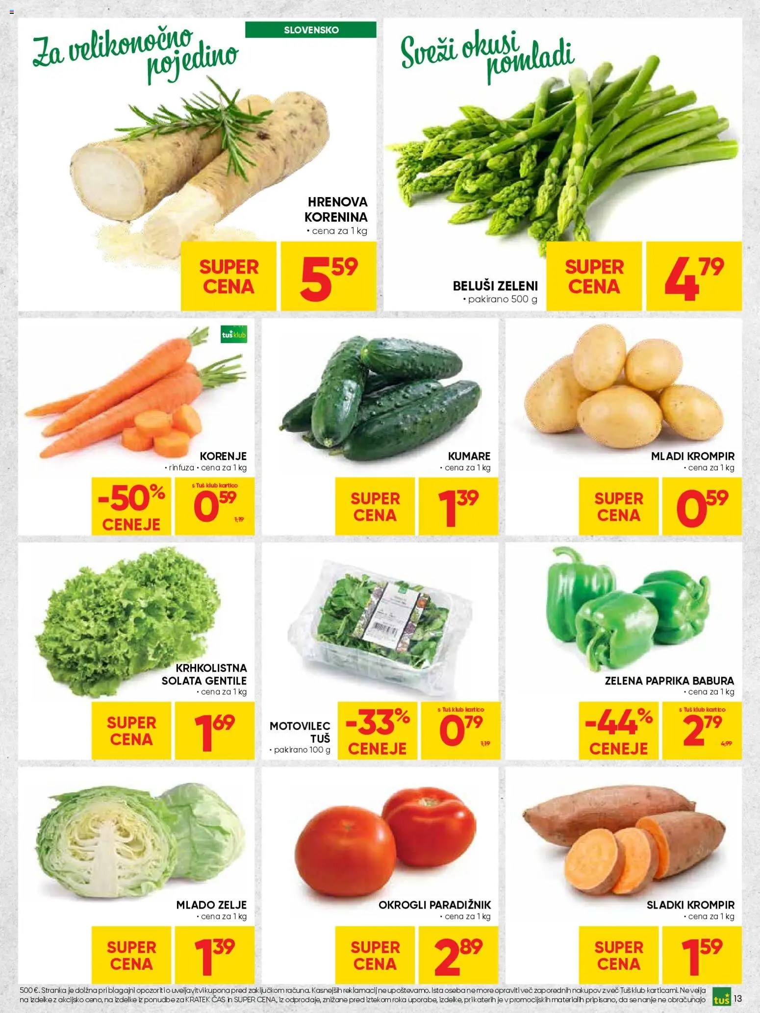Novi Tuš katalog ponudbe – veljaven od 30.03.2026 | Stran: 13 | Izdelki: Paprika, Solata, Krompir, Zelje