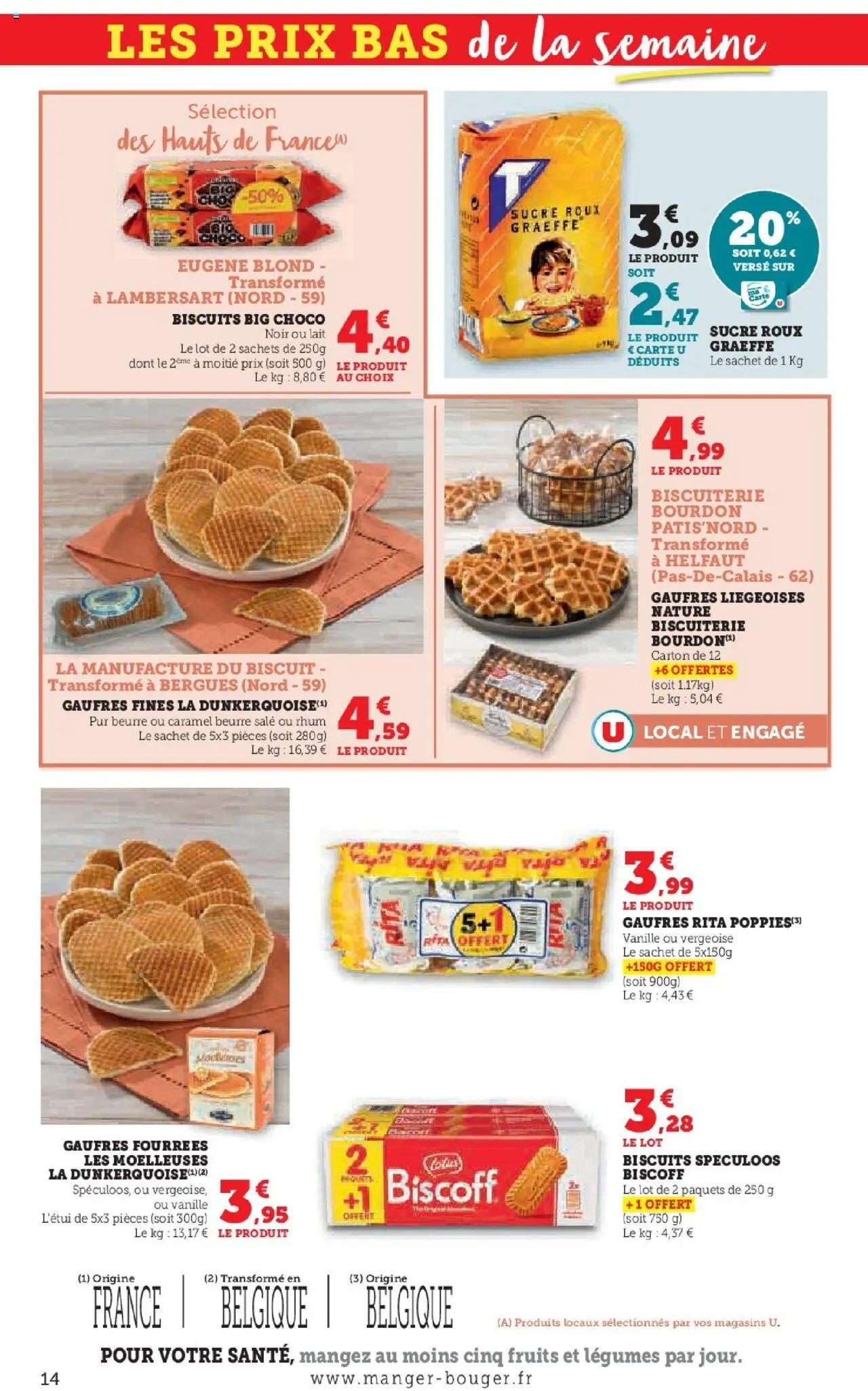 {H1} | Page: 14 | Produits: Sucre roux, Rhum, Gaufres, Biscuits