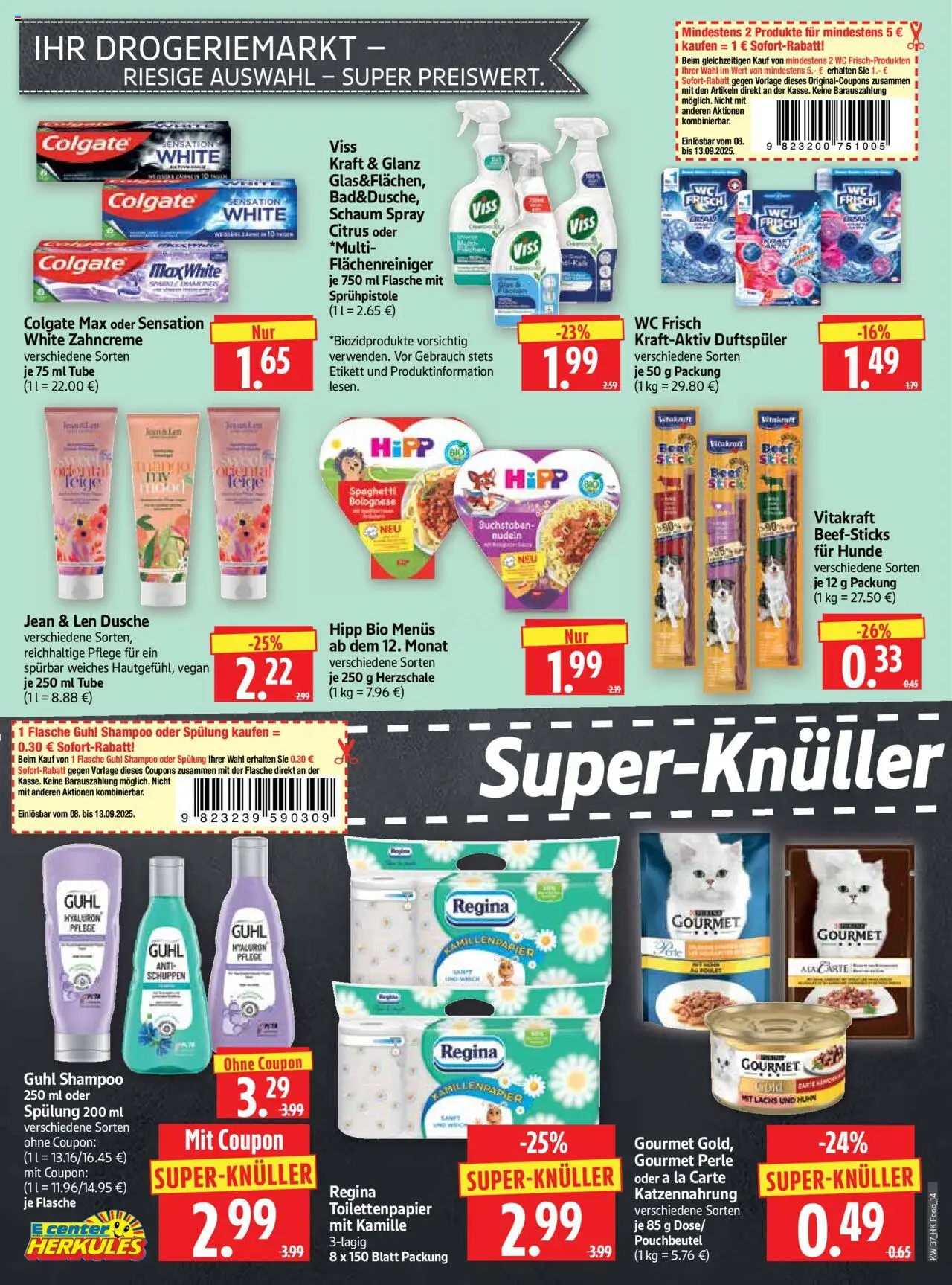 HERKULES Prospekt 	 – gültig ab 08.09.2025 | Seite: 14 | Produkte: Dusche, Spülung, Lachs, Toilettenpapier