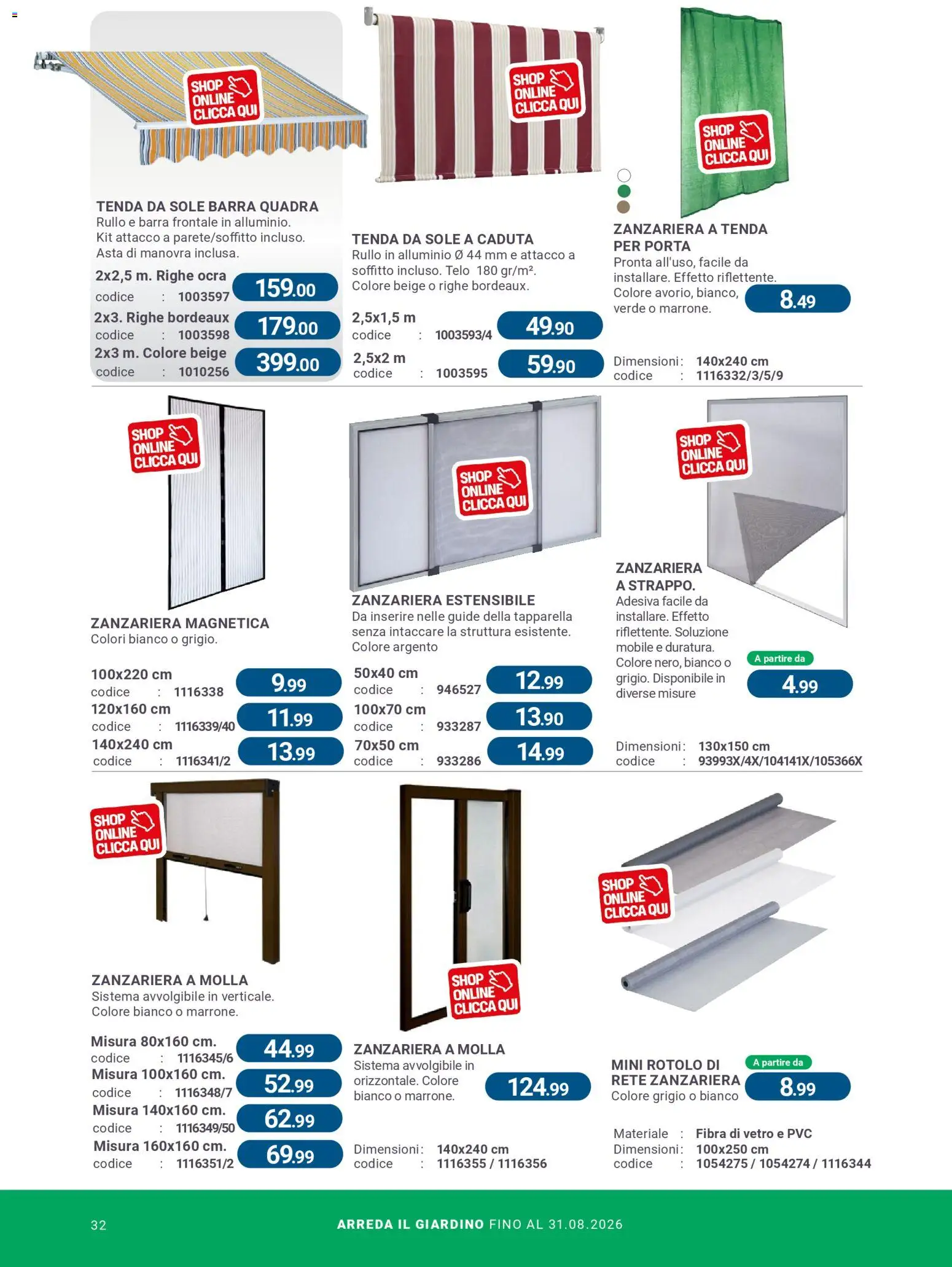 Volantino CFadda del 08.04.2026 | Pagina: 32 | Prodotti: Mobile, Tenda da sole, Tenda, Alluminio