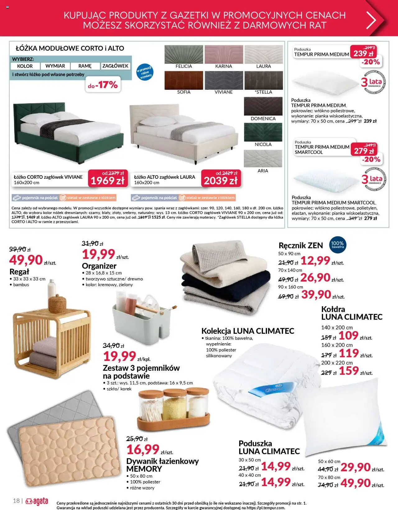 Salony Agata Gazetka od 11.08.2025 | Strona: 18 | Produkty: Pościel, Dywanik łazienkowy, Poduszka, Kołdra