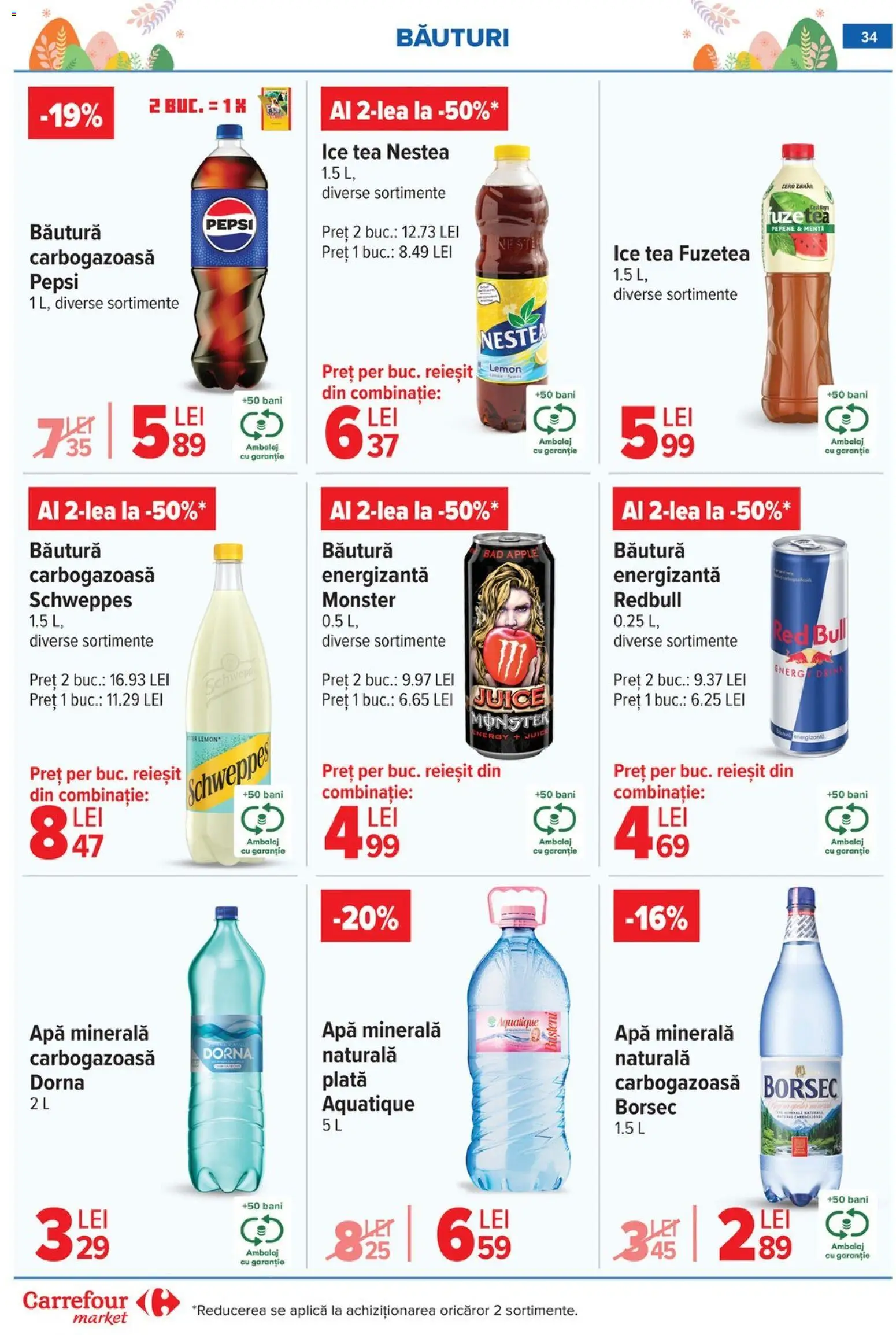 Noul catalog Carrefour – valabil de la 06.04.2026 | Pagină: 39 | Produse: Yazı tahtası kalemi, Köpek Sabunu, Ice tea, Apă