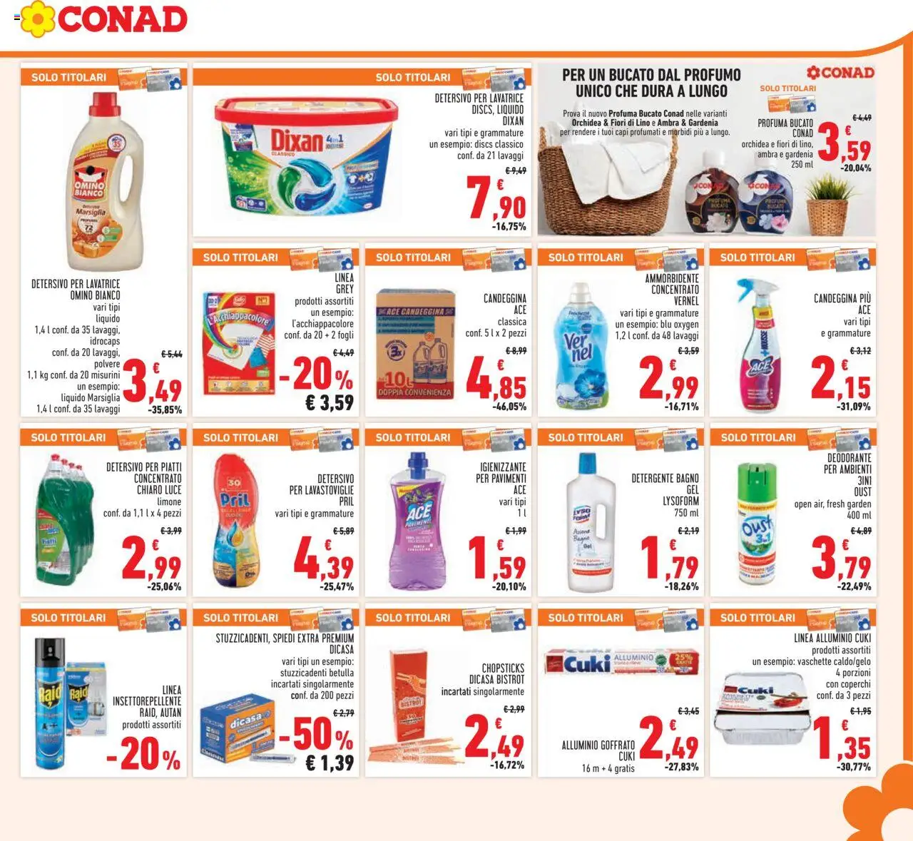 Volantino Conad del 13.08.2025 | Pagina: 19 | Prodotti: Ammorbidente, Lavastoviglie, Bagno, Vaschette