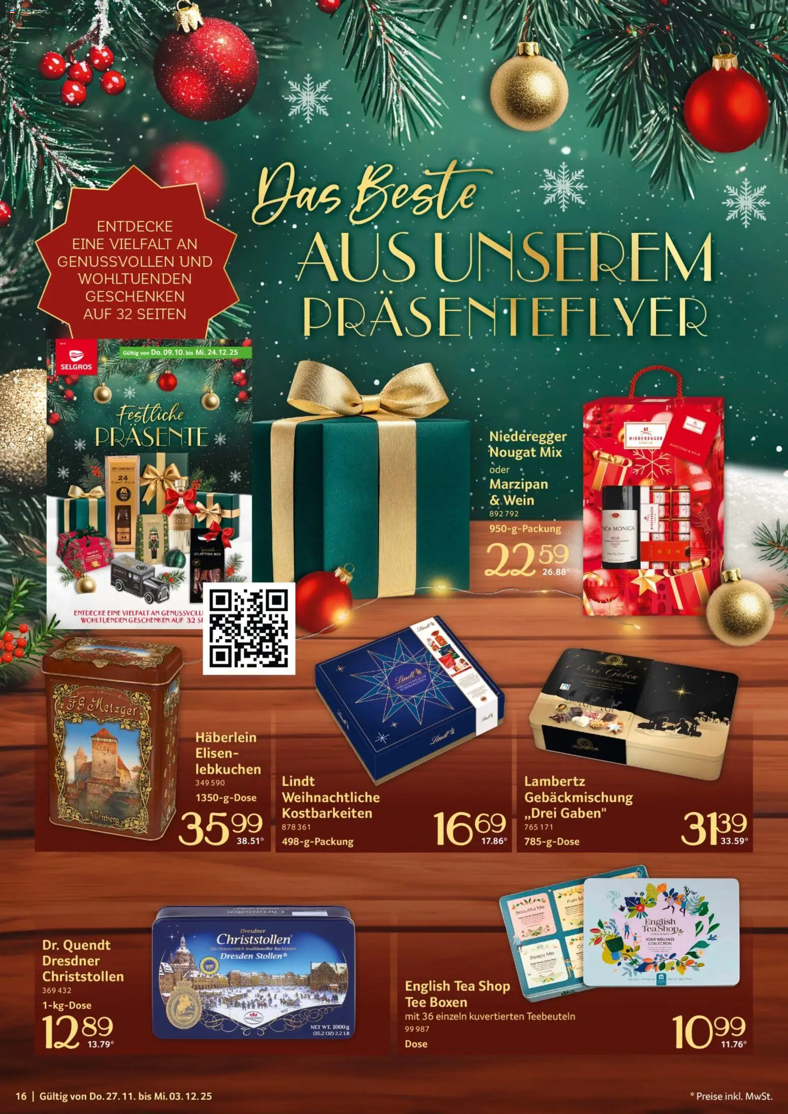 Selgros Prospekt 	 – gültig ab 27.11.2025 | Seite: 16 | Produkte: Wein, Tee, Lindt