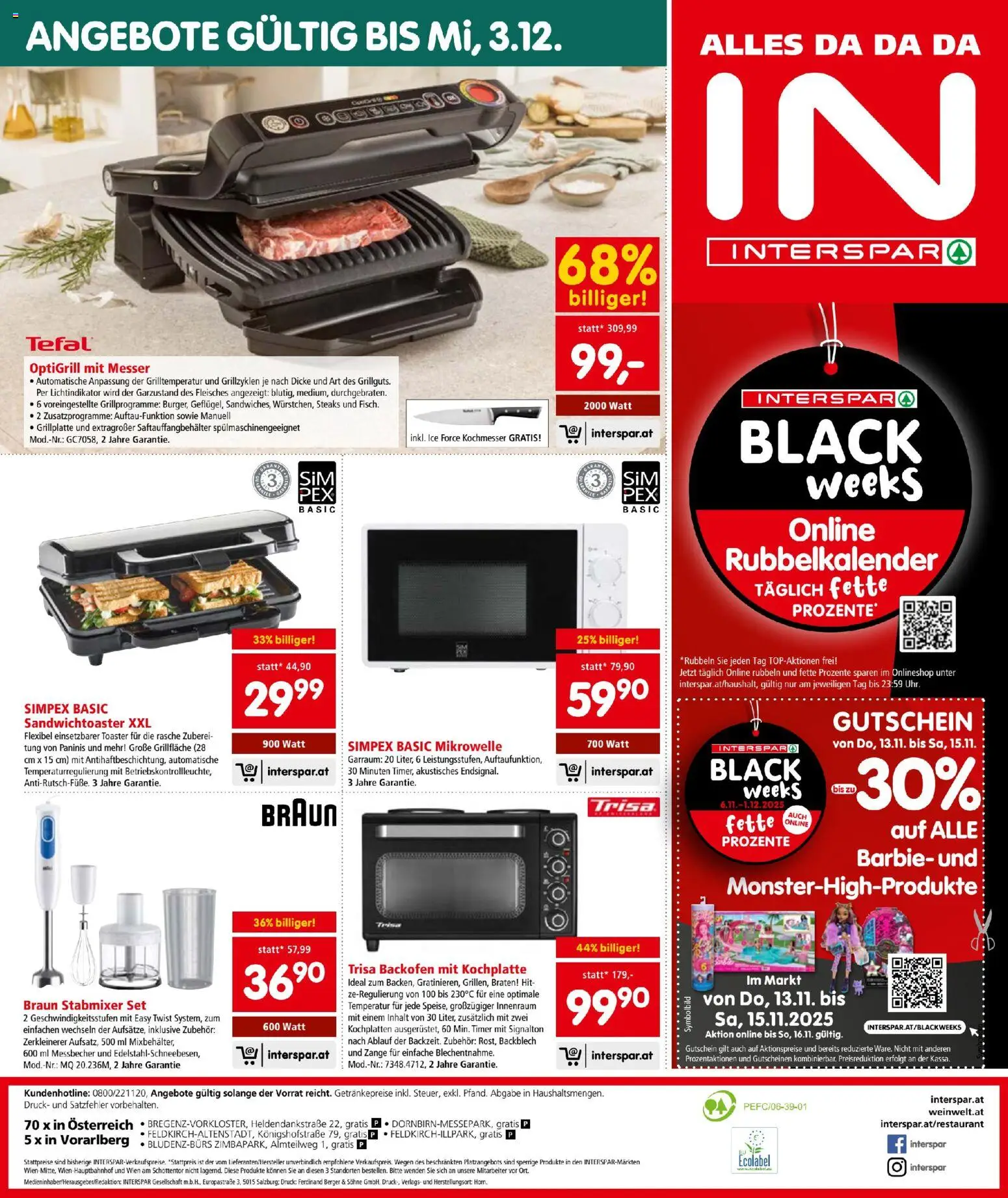 Interspar Flugblatt gültig ab 13.11.2025 | Seite: 16 | Produkte: Mikrowelle, Toaster
