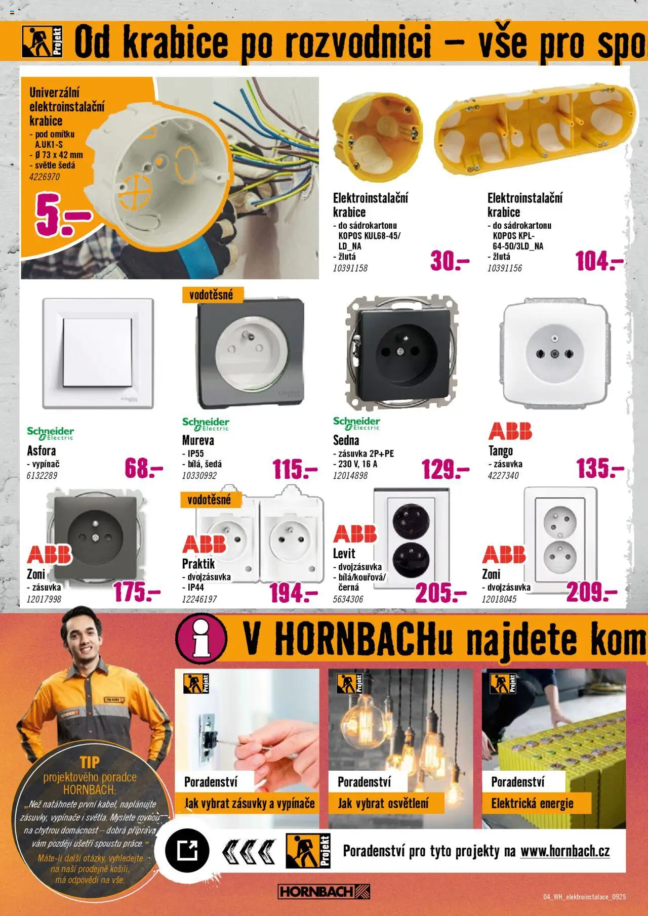 HORNBACH leták - Elektroinstalace od 10.09.2025 | Strana: 4 | Produkty: Vypínač, Krabice, Zásuvka