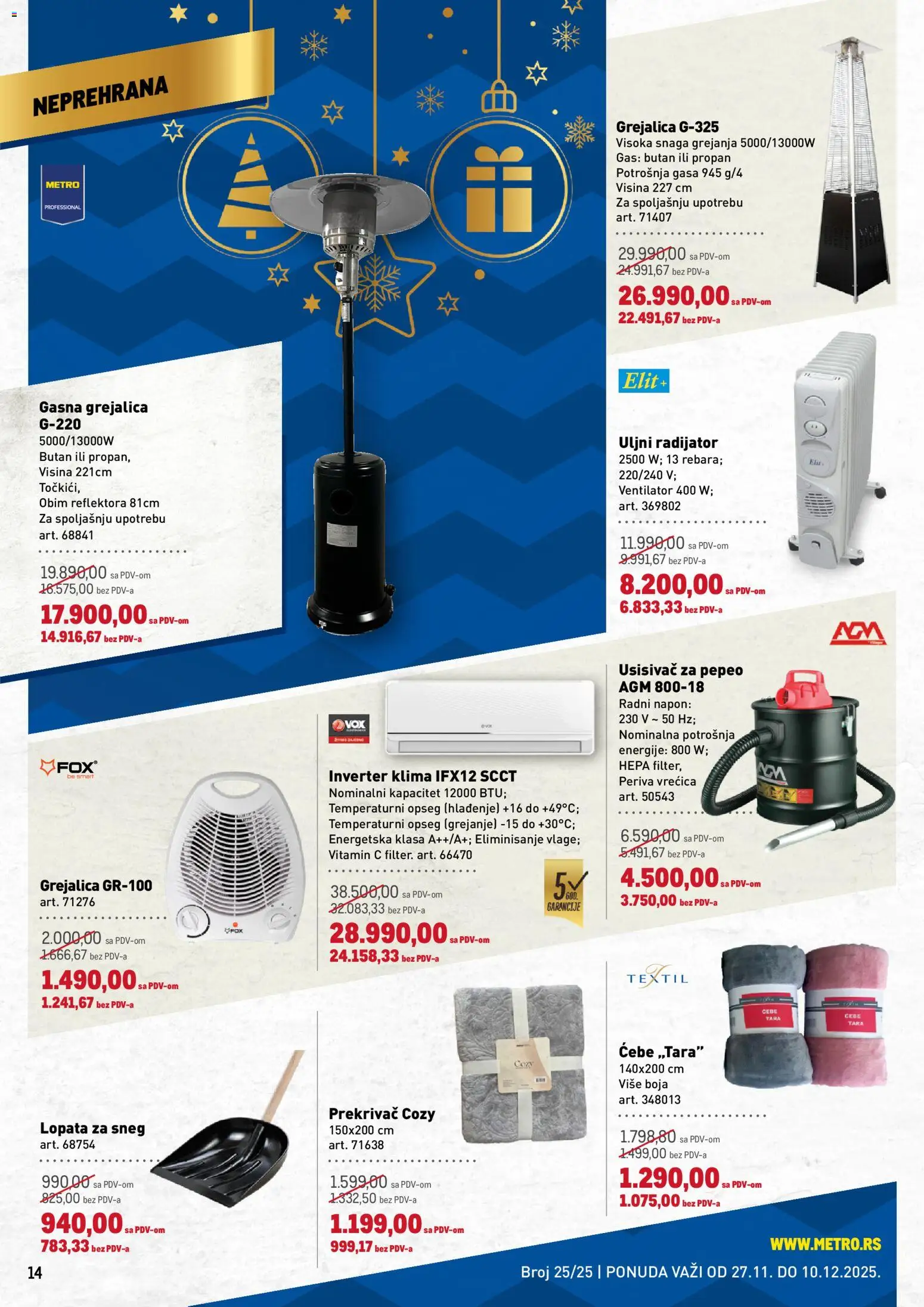 Metro katalog - važi od 27.11.2025 | Strana: 14 | Proizvode: Usisivač, Ventilator, Grejalica, Klima