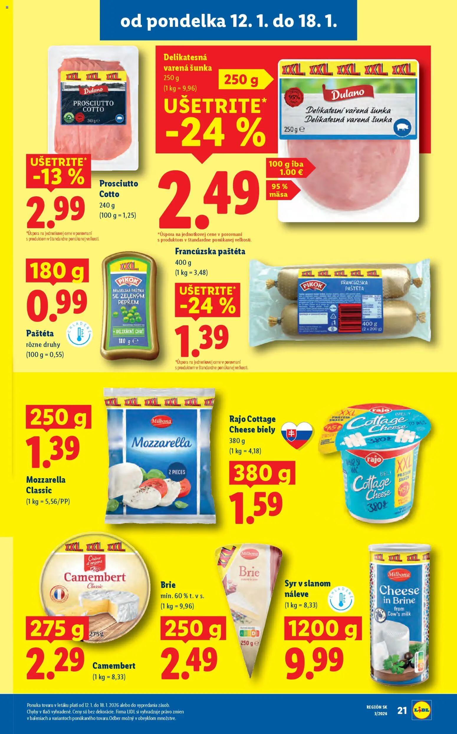 Nové Lidl akcie – leták je platný od 15.01.2026 | Strana: 55 | Produkty: Syr, Šunka, Mozzarella, Protein