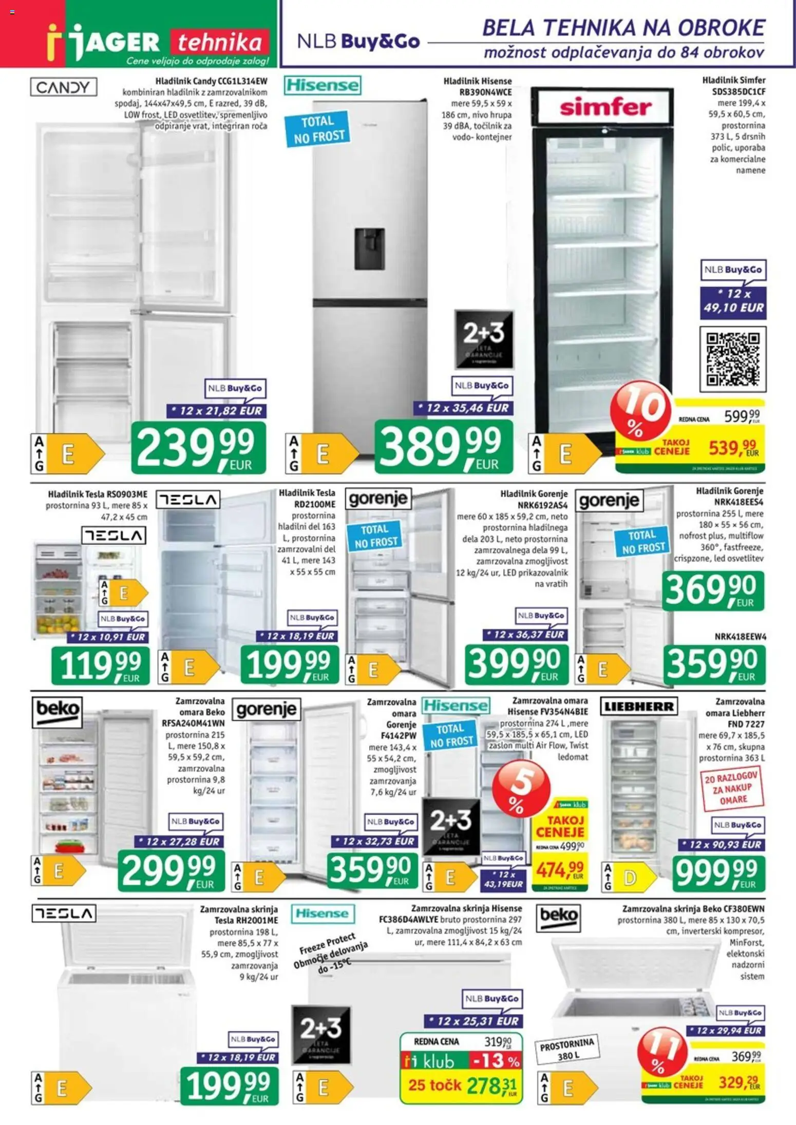 Novi Jager katalog ponudbe – veljaven od 11.03.2026 | Stran: 12 | Izdelki: Hladilnik, Omara, Ledomat, Zamrzovalna omara