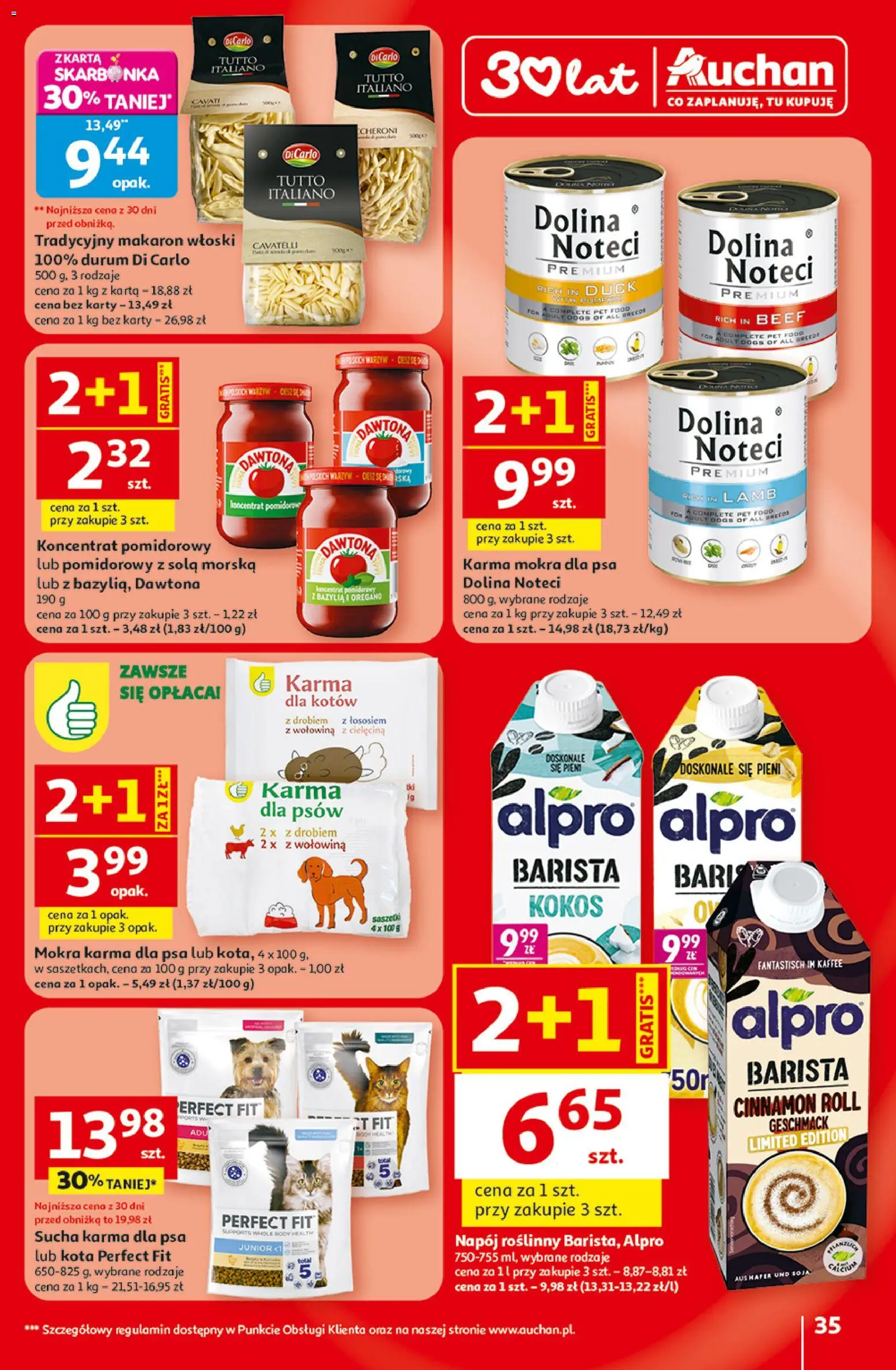 Auchan gazetka - 30 Lat Hipermarket od 29.04.2026 | Strona: 35 | Produkty: Oregano, Karma dla kotów, Karma dla psa, Soja