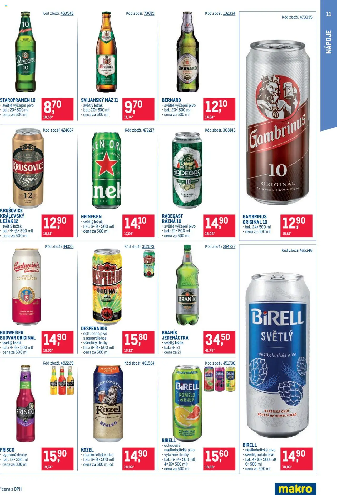 Makro leták - Maloobchod od 18.06.2025 | Strana: 11 | Produkty: Frisco, Krušovice, Svijany, Gambrinus