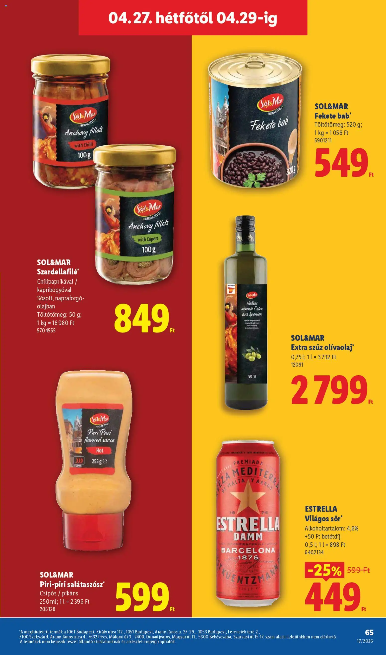 Lidl akciós ujság - amely érvényes a következő dátumtól: 23.04.2026 | Oldal: 65 | Termékek: Extra szűz olivaolaj, Olívaolaj