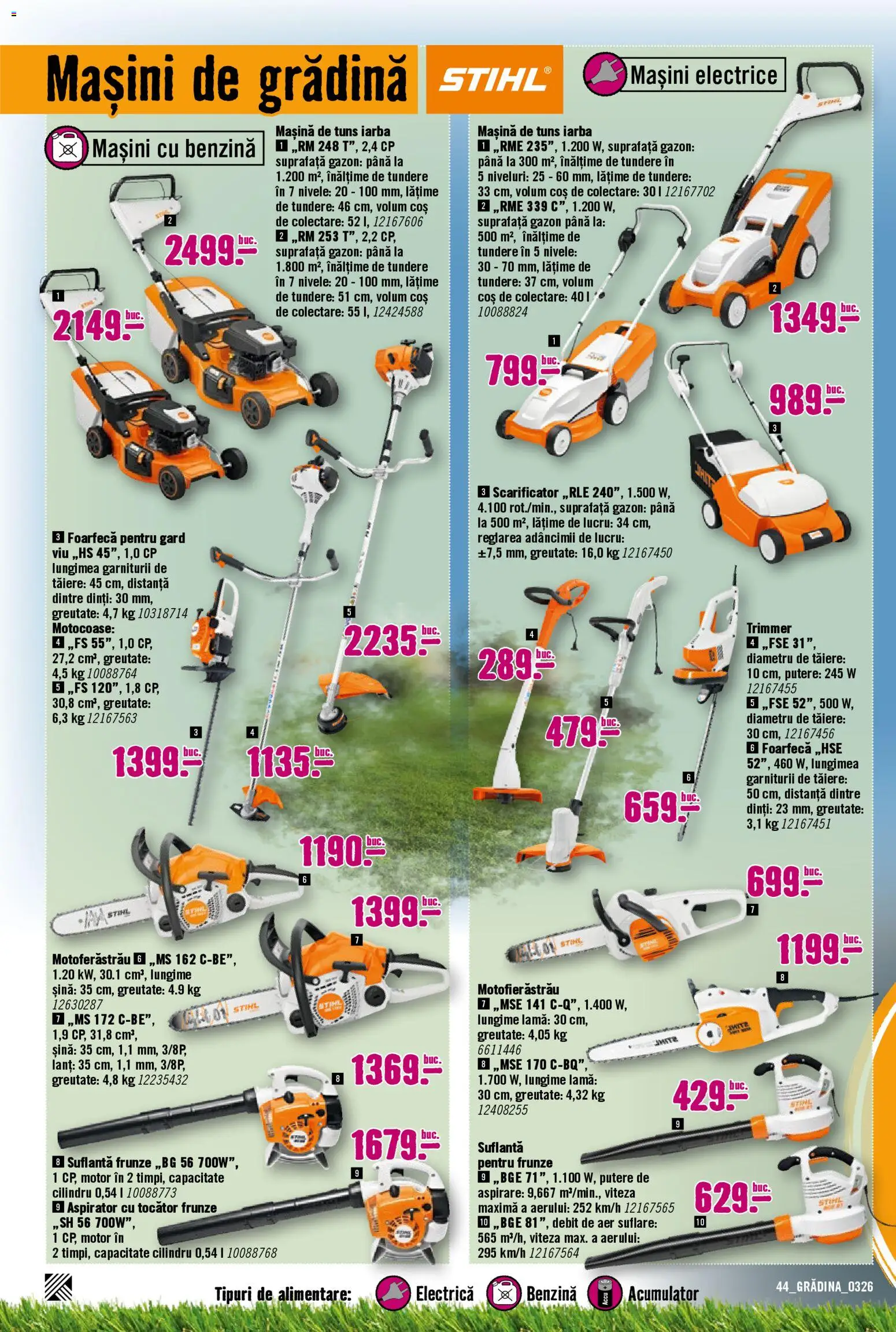Noul catalog Hornbach – valabil de la 23.03.2026 | Pagină: 44 | Produse: Suflantă, Aspirator, Coș, Mașină de tuns