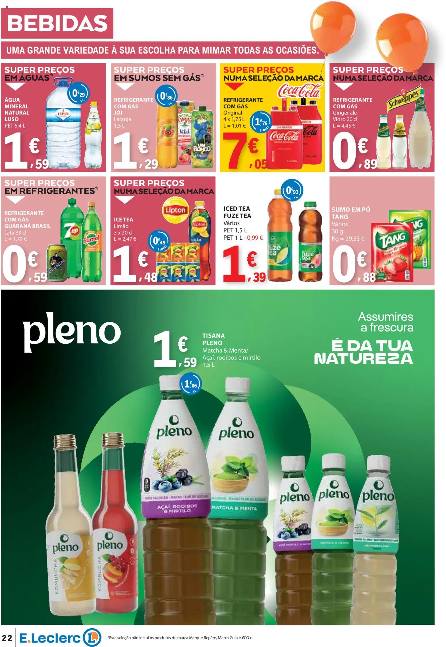 E.Leclerc folheto │ válido de 23.10.2025 | Página: 22 | Produtos: Agua, Refrigerante, Pó, Matcha