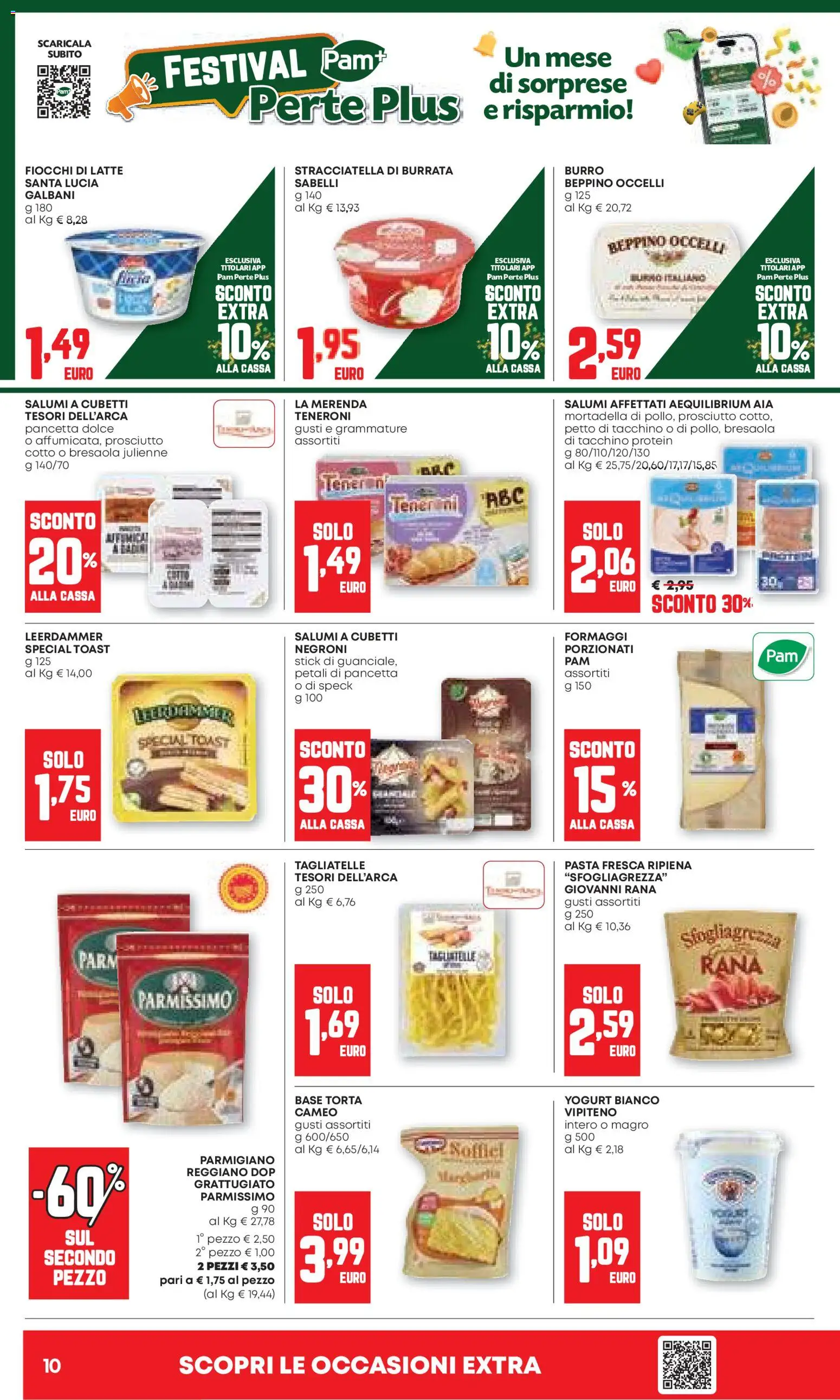 Volantino PAM del 20.11.2025 | Pagina: 10 | Prodotti: Tagliatelle, Bresaola, Fiocchi, Parmigiano